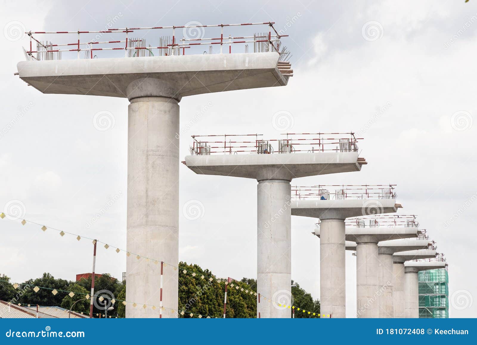 Construction of Mass Rail Transit Column Infrastructure in Progress