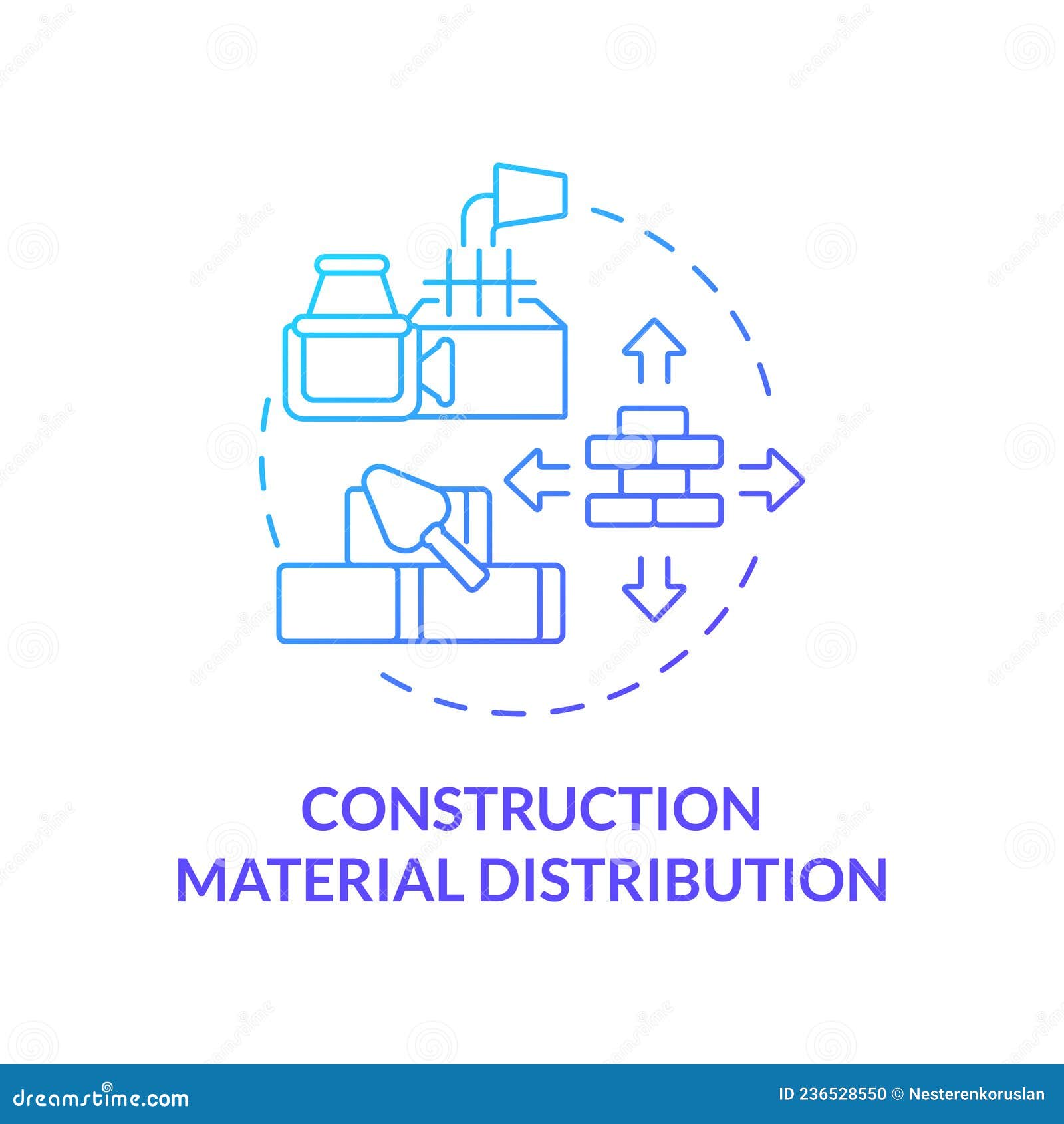 Construction Materials Distribution Blue Gradient Concept Icon Stock