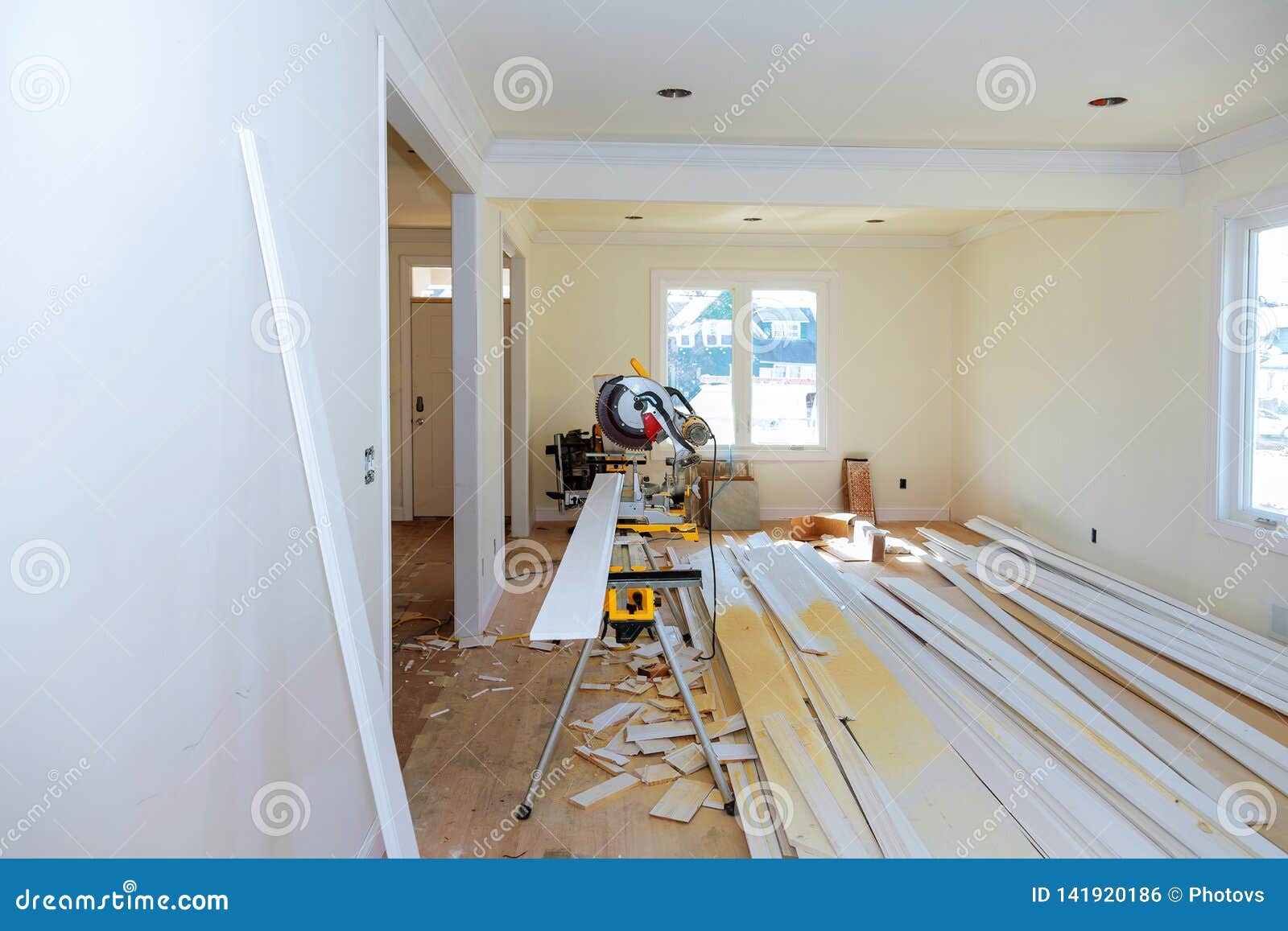 Interior Construction Of Housing Project With Door And
