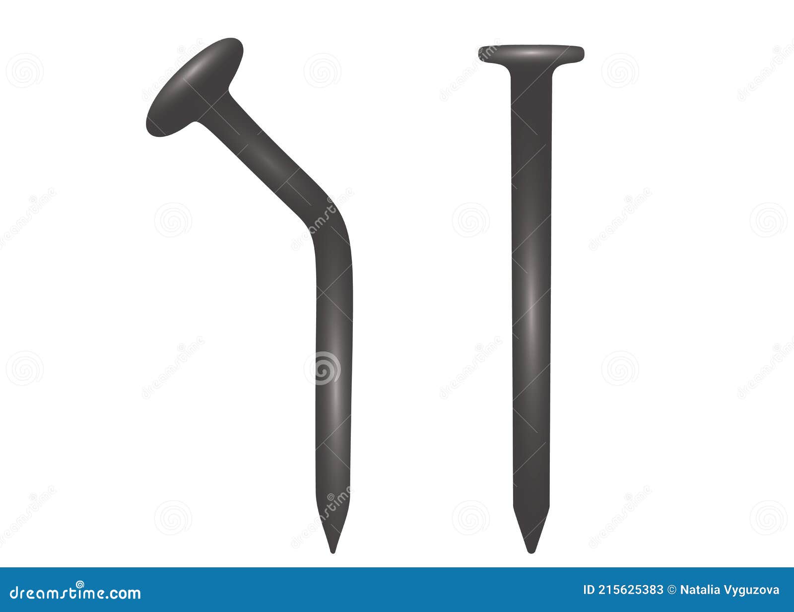 Construction Nails in a Set for Repair Work Stock Vector Illustration