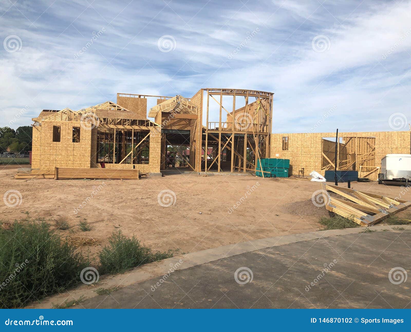 Construction of New Home in a Development. Editorial Photography