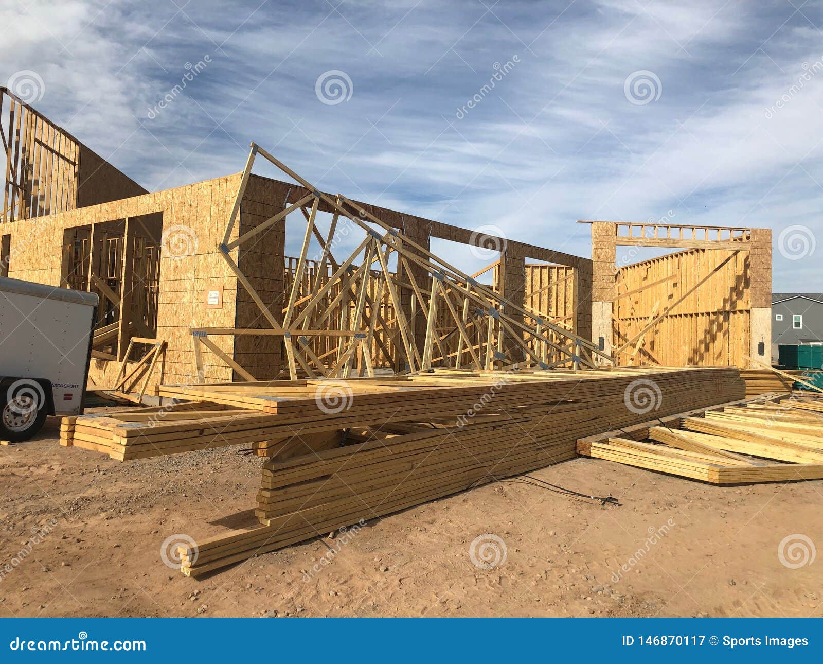 Construction of New Home in a Development. Editorial Photography