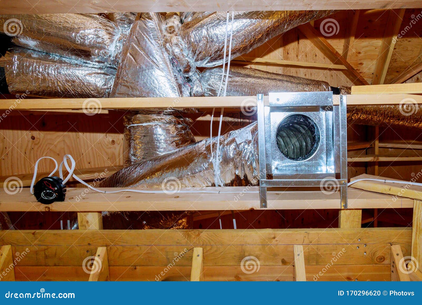 Construction New Home With Installed Of HVAC Vent In Roofing Stock Photo Image of conditioner