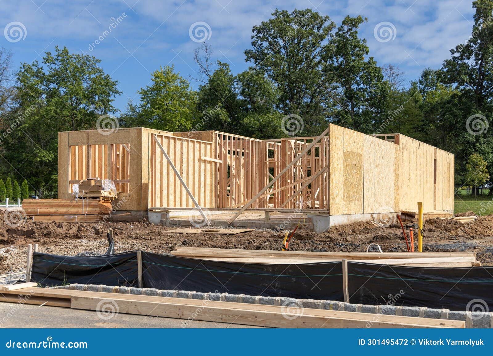 Construction of a New Plywood House Stock Photo Image of industry