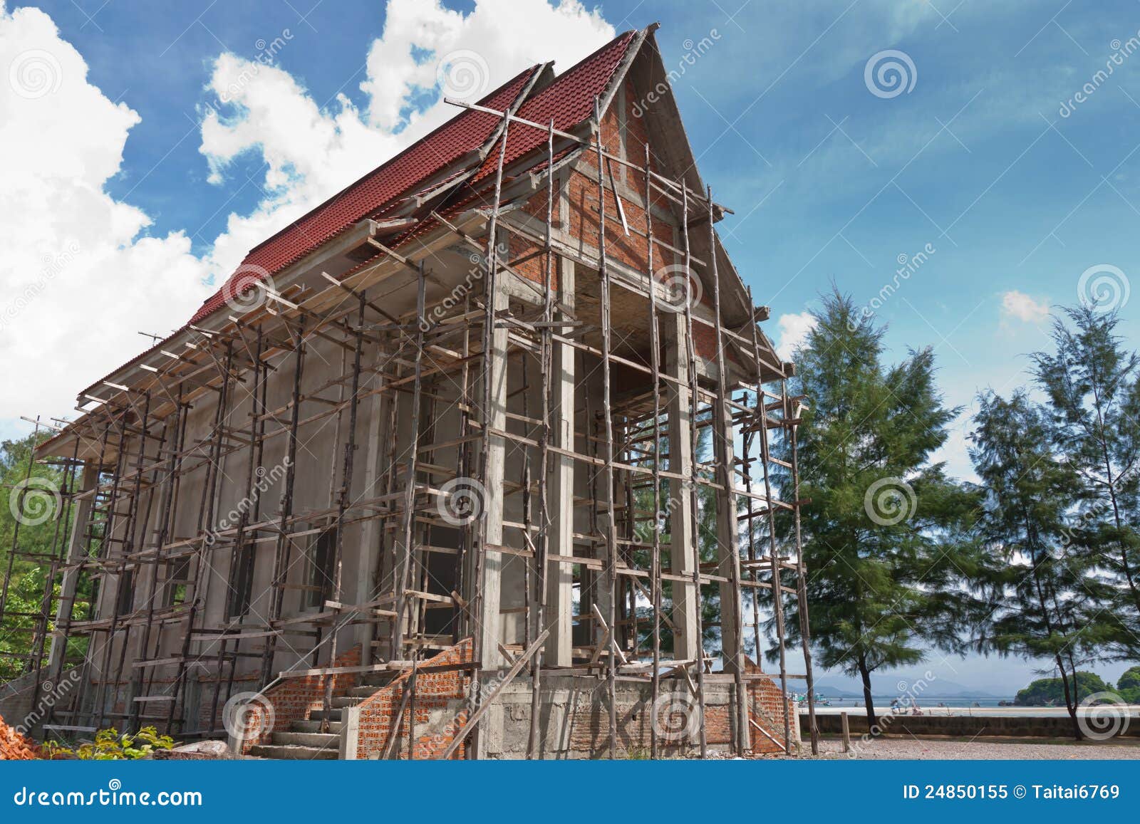 Construction New Temple stock image. Image of beach, building 24850155