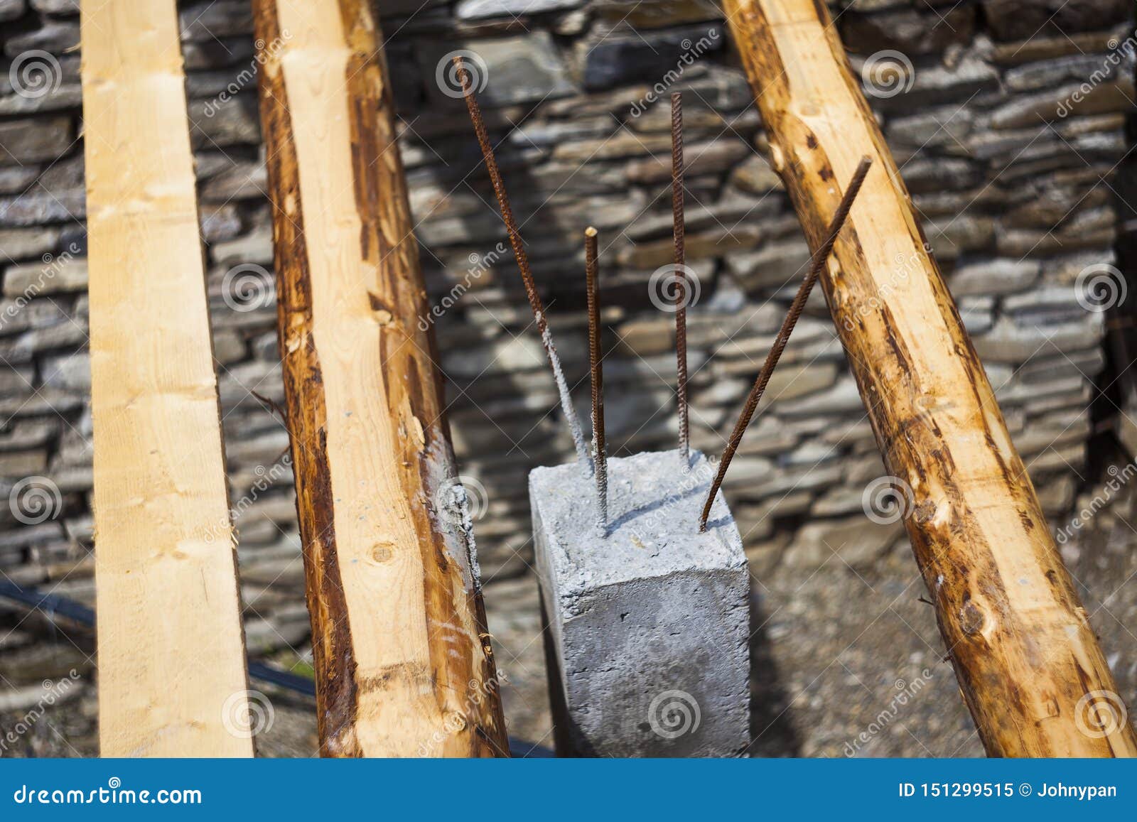 Construction Pole with Cement and Rebar Stock Image Image of pattern