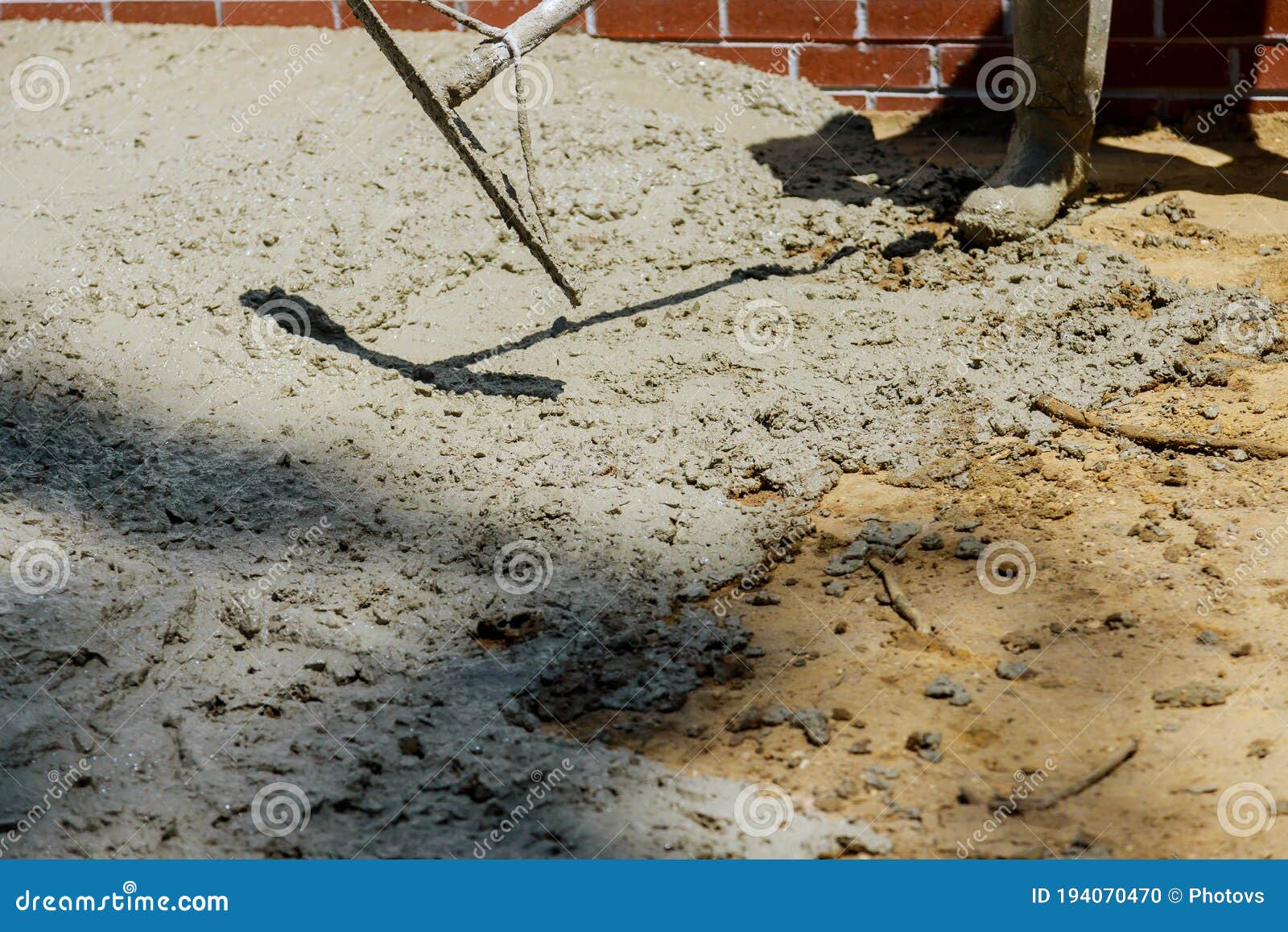 Construction Process Making of Freshly Poured Cement Sidewalk Stock