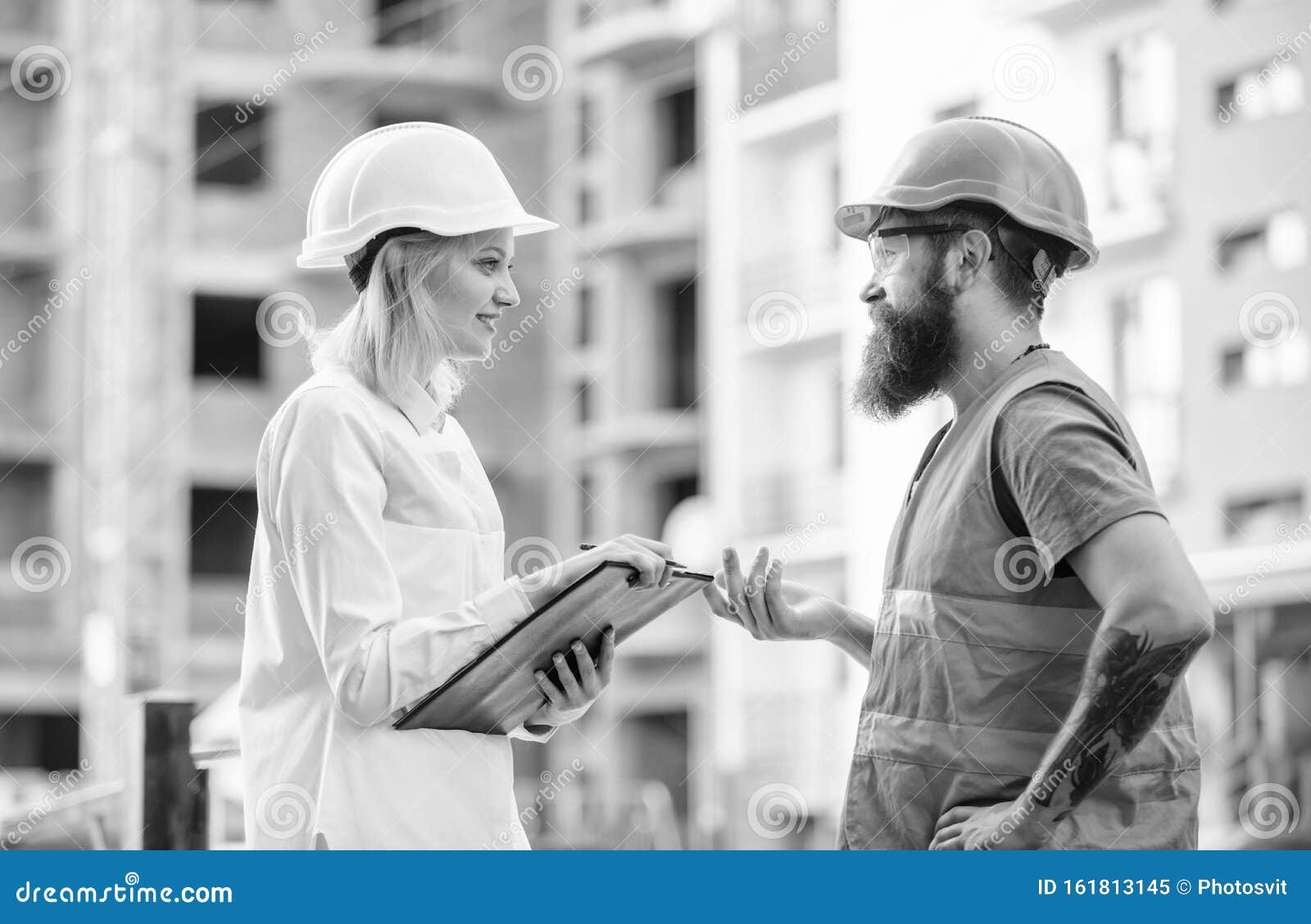 Construction Project Inspecting. Safety Inspector Concept Stock Image