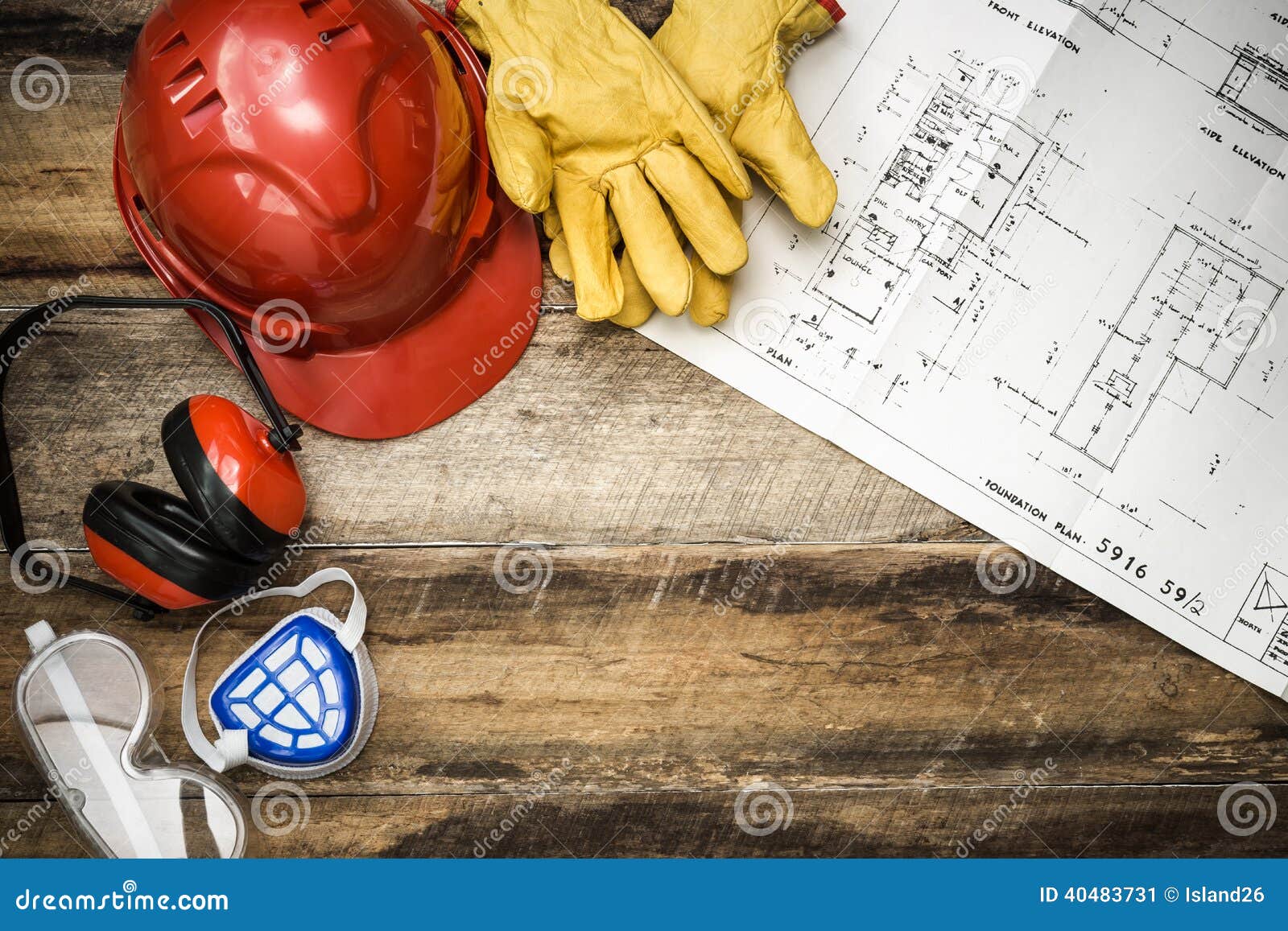 construction protective workwear with plans