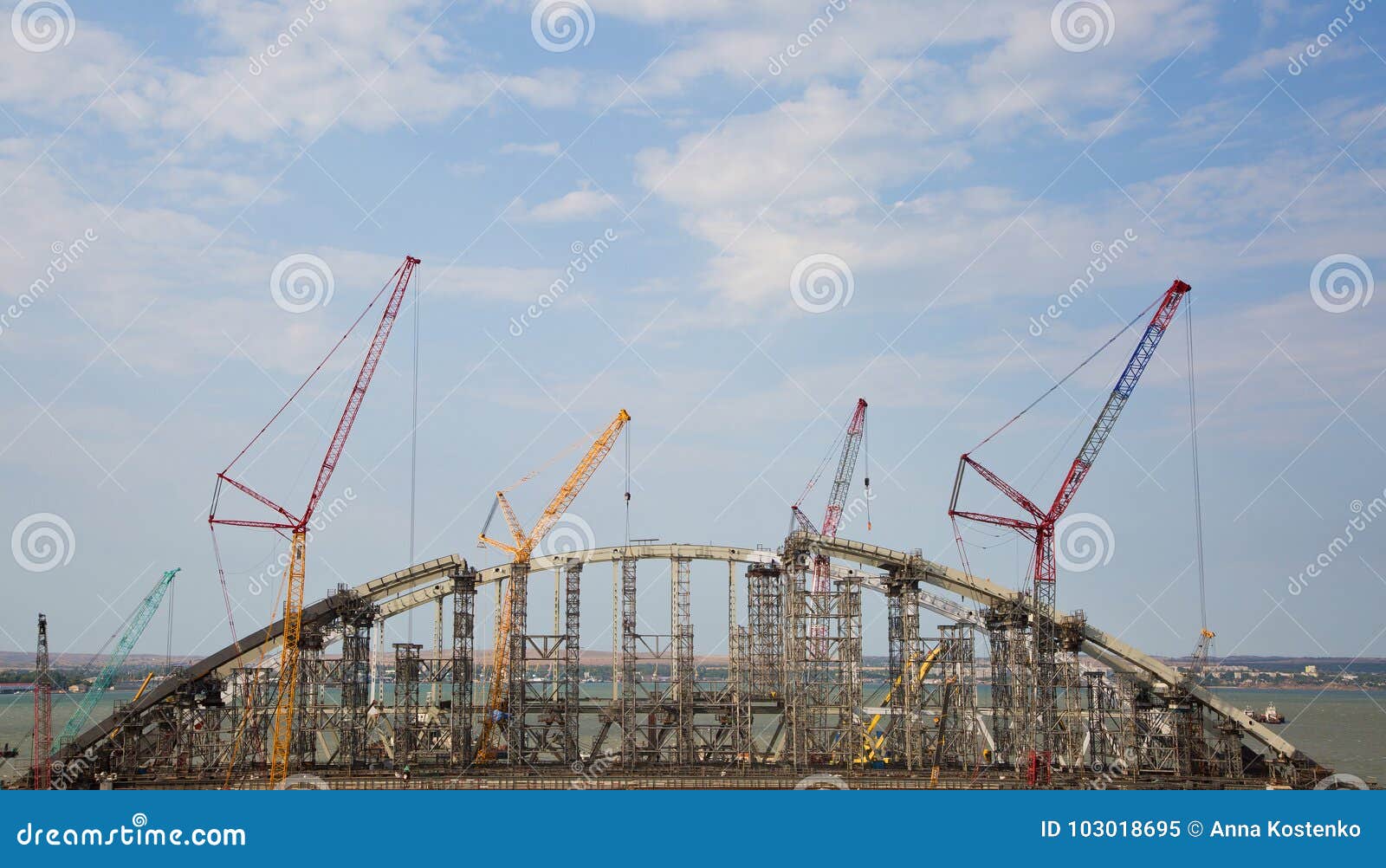 Construction of the Arch of the Kerch Bridge Stock Image Image of