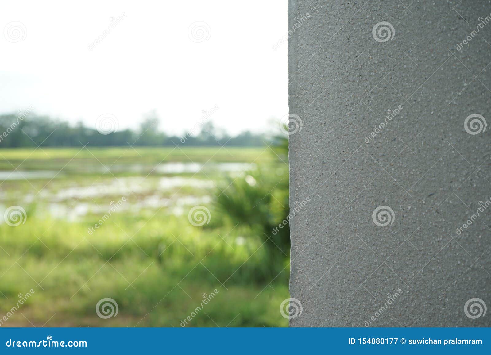 Construction of Reinforced Concrete Fence in Thailand Stock Image