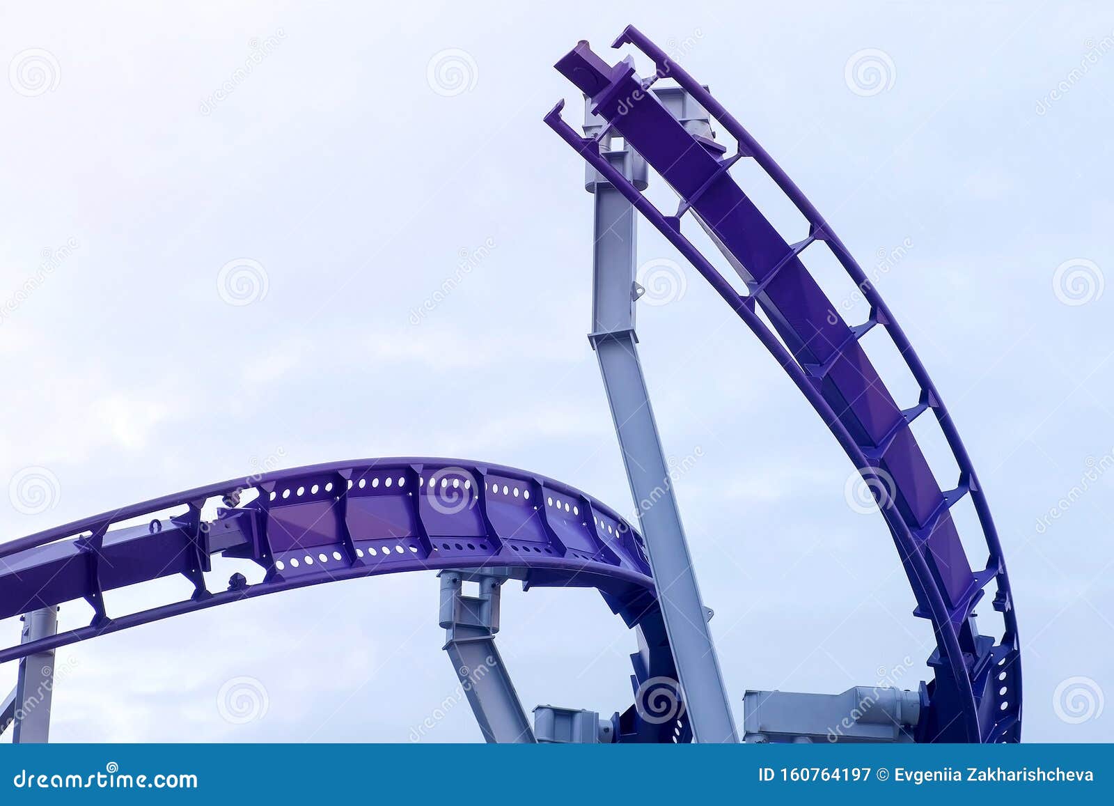 Construction of a Roller Coaster Ride in an Amusement Park. Stock Image