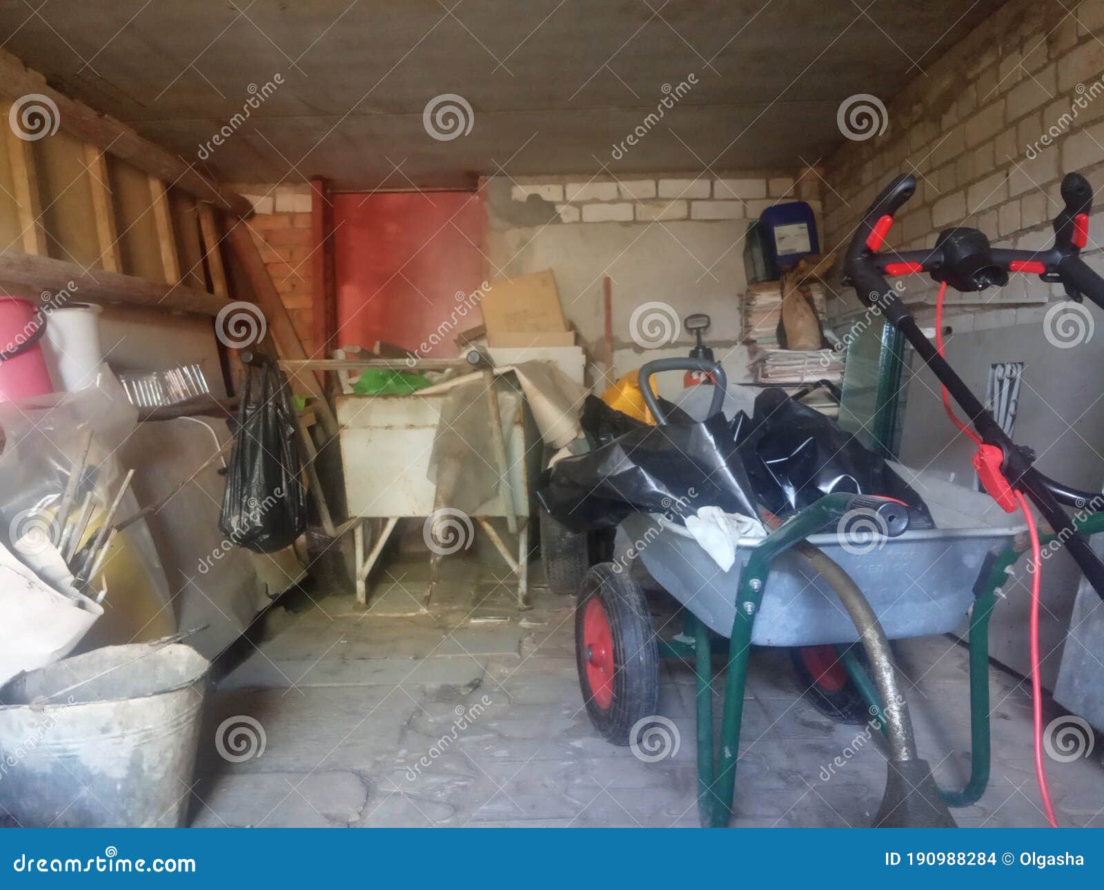Construction Rubbish in the Garage Stock Photo Image of background