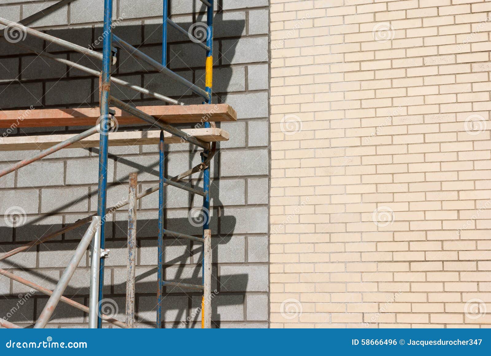 Construction Scaffolding on Brick Wall Stock Photo - Image of hold