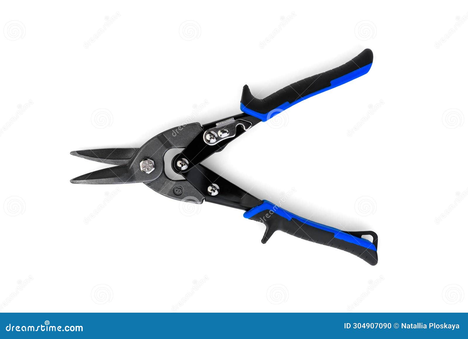 Construction Scissors for Cutting Metal Isolated on White Background