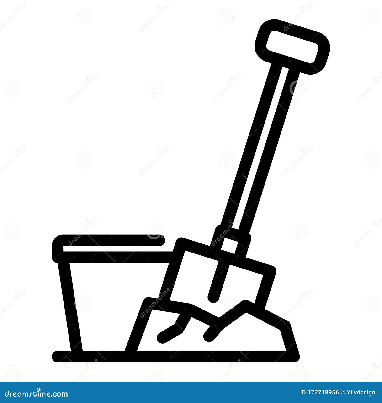 Construction Shovel Icon, Outline Style Stock Vector - Illustration of ...