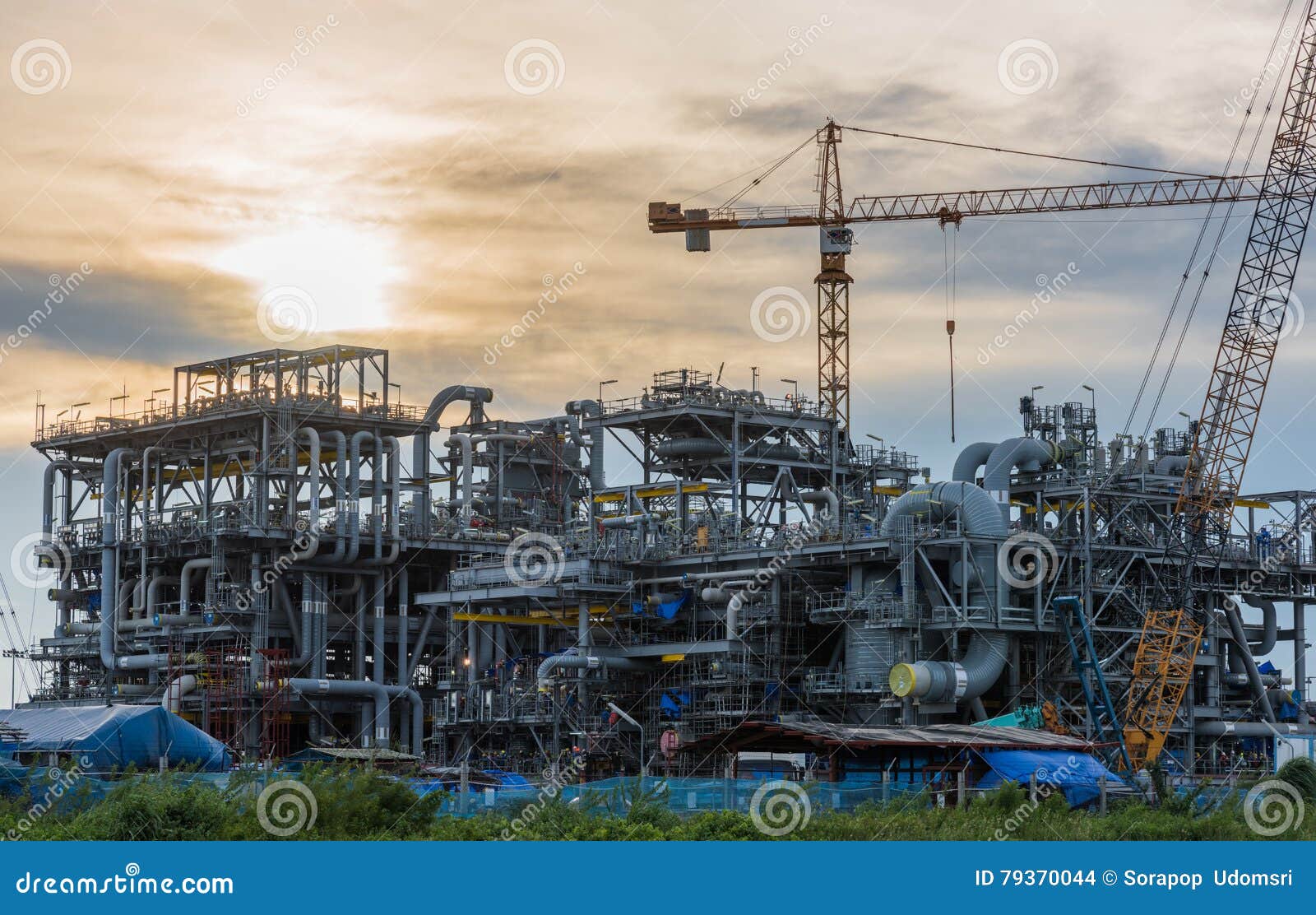 Construction Sit of Oil Refinery Stock Photo Image of machines, line