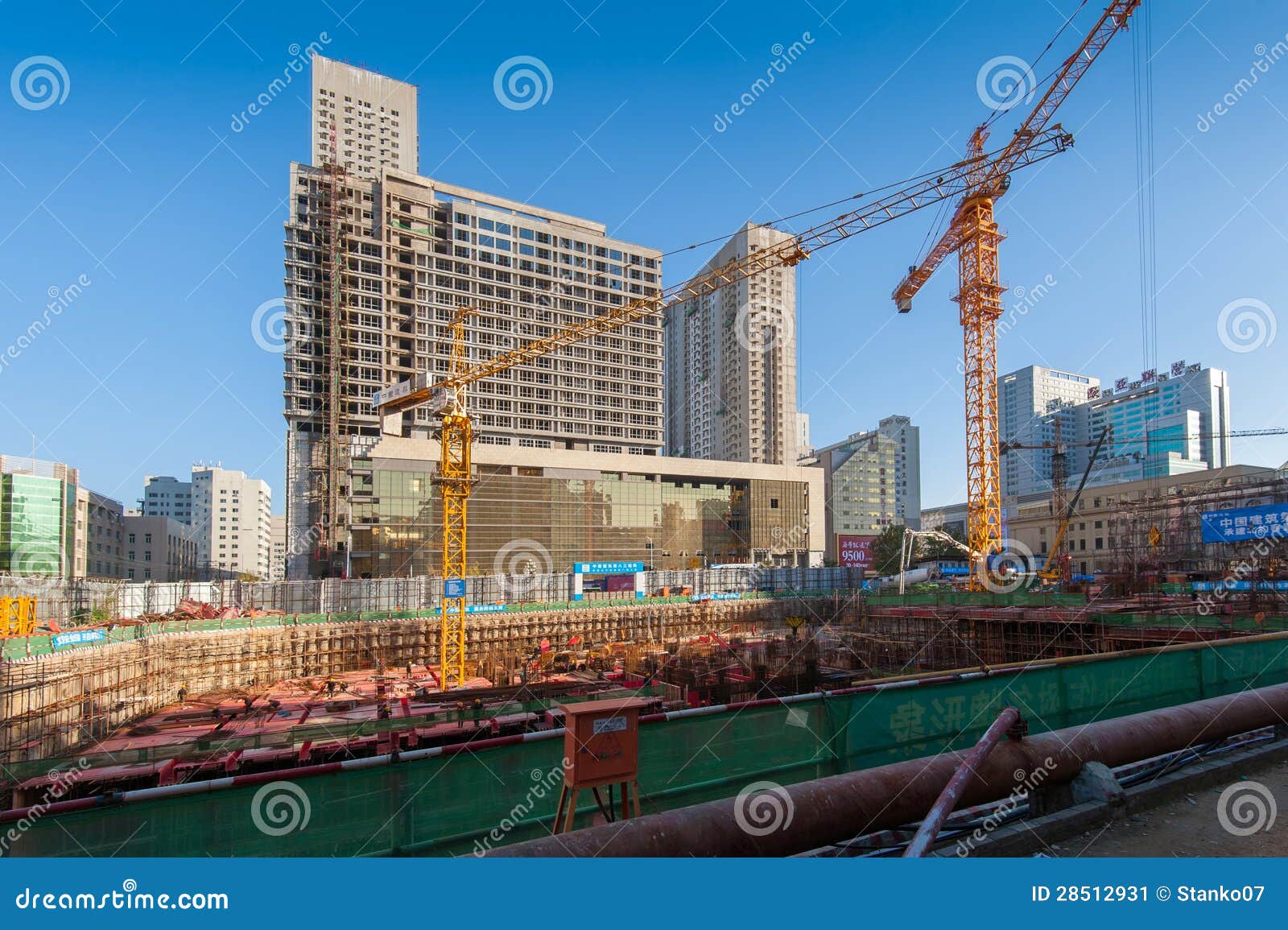 Construction site in China editorial photo. Image of estate 28512931