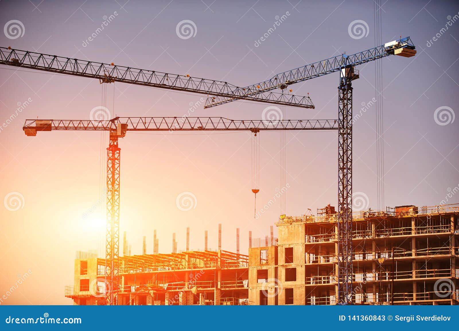  Construction  Site  With Cranes On Sky Background  Sunny Day 