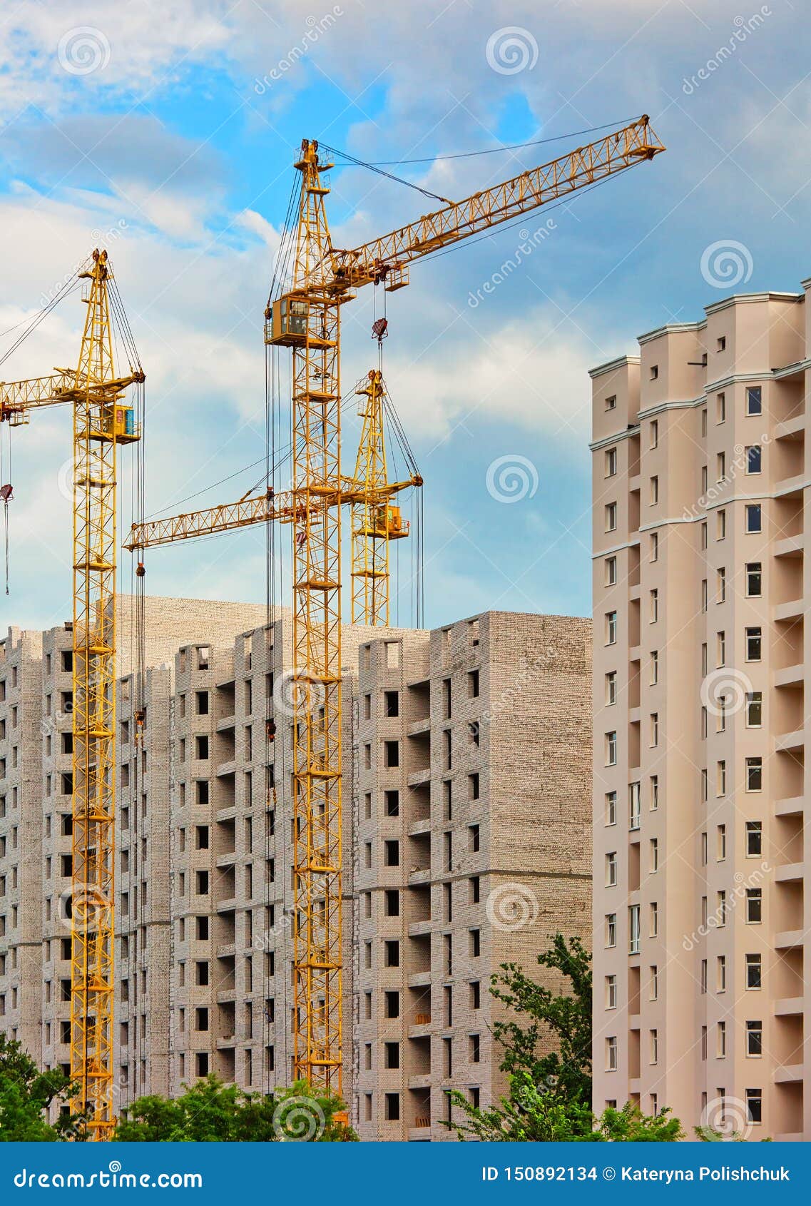  Construction  Site  With Cranes Urban Background  Stock 
