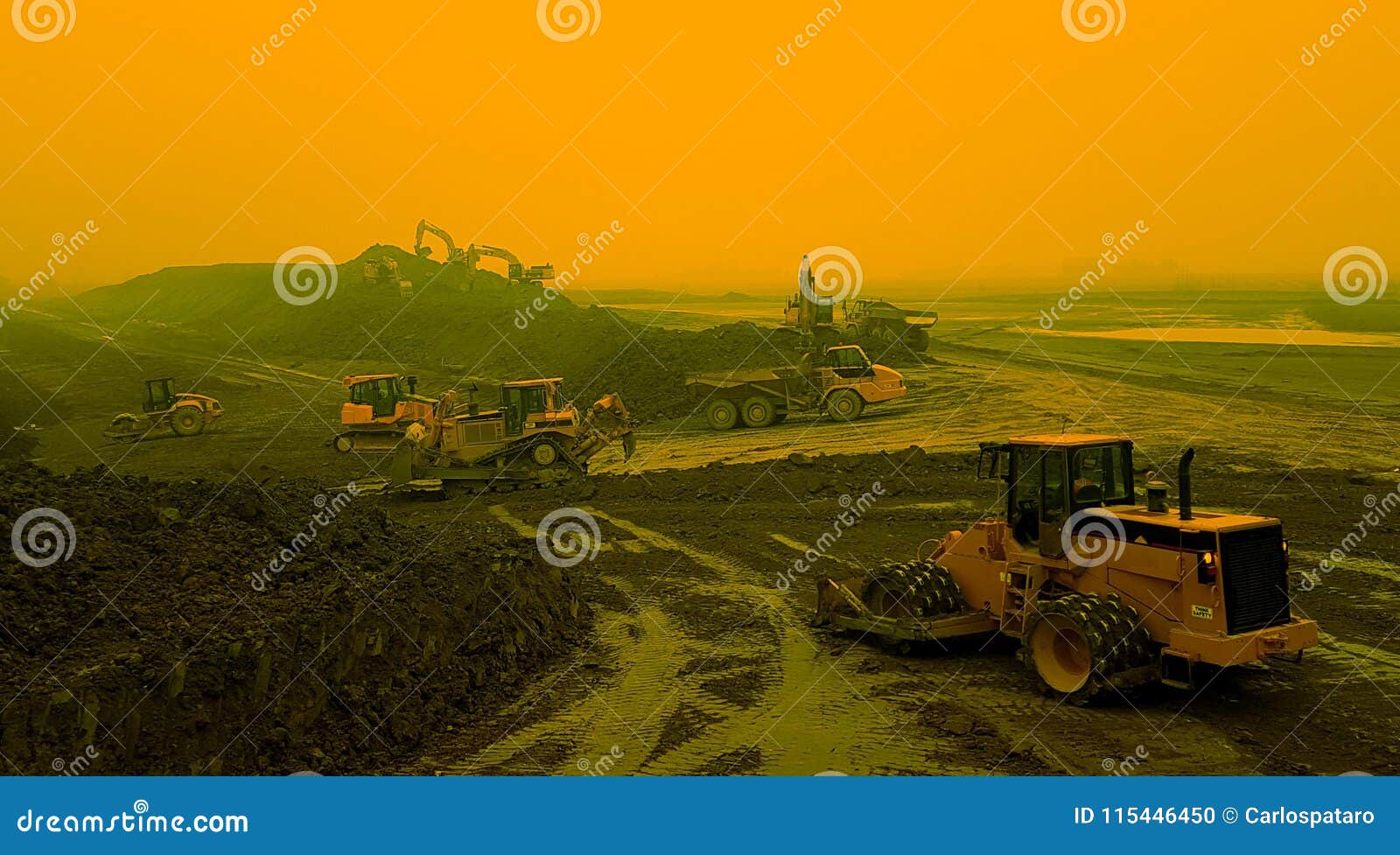 construction site with heavy equipment