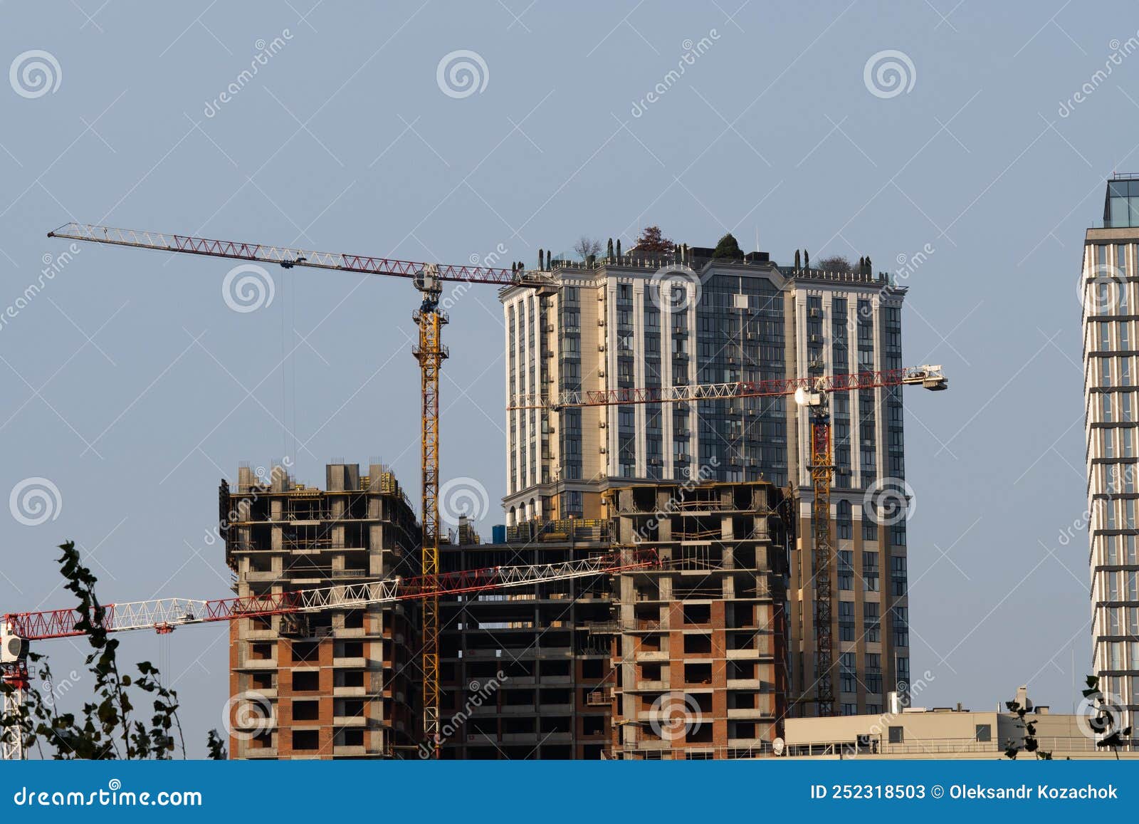 Construction Site High Rise Multi Storey Buildings Are Being Built
