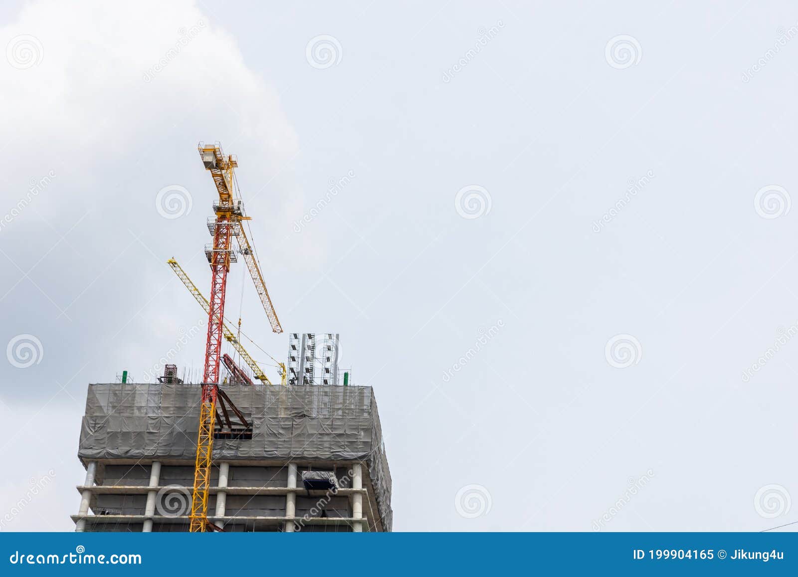 Construction Site Hoisting Cranes Stock Image Image of copy, industry
