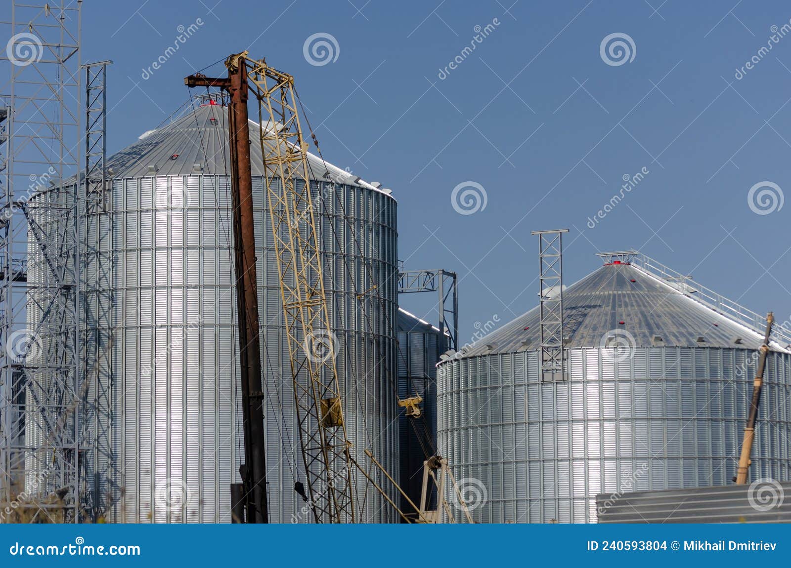 Construction Site. Installation of Cylindrical Silos for Grain S Stock Photo Image of agro