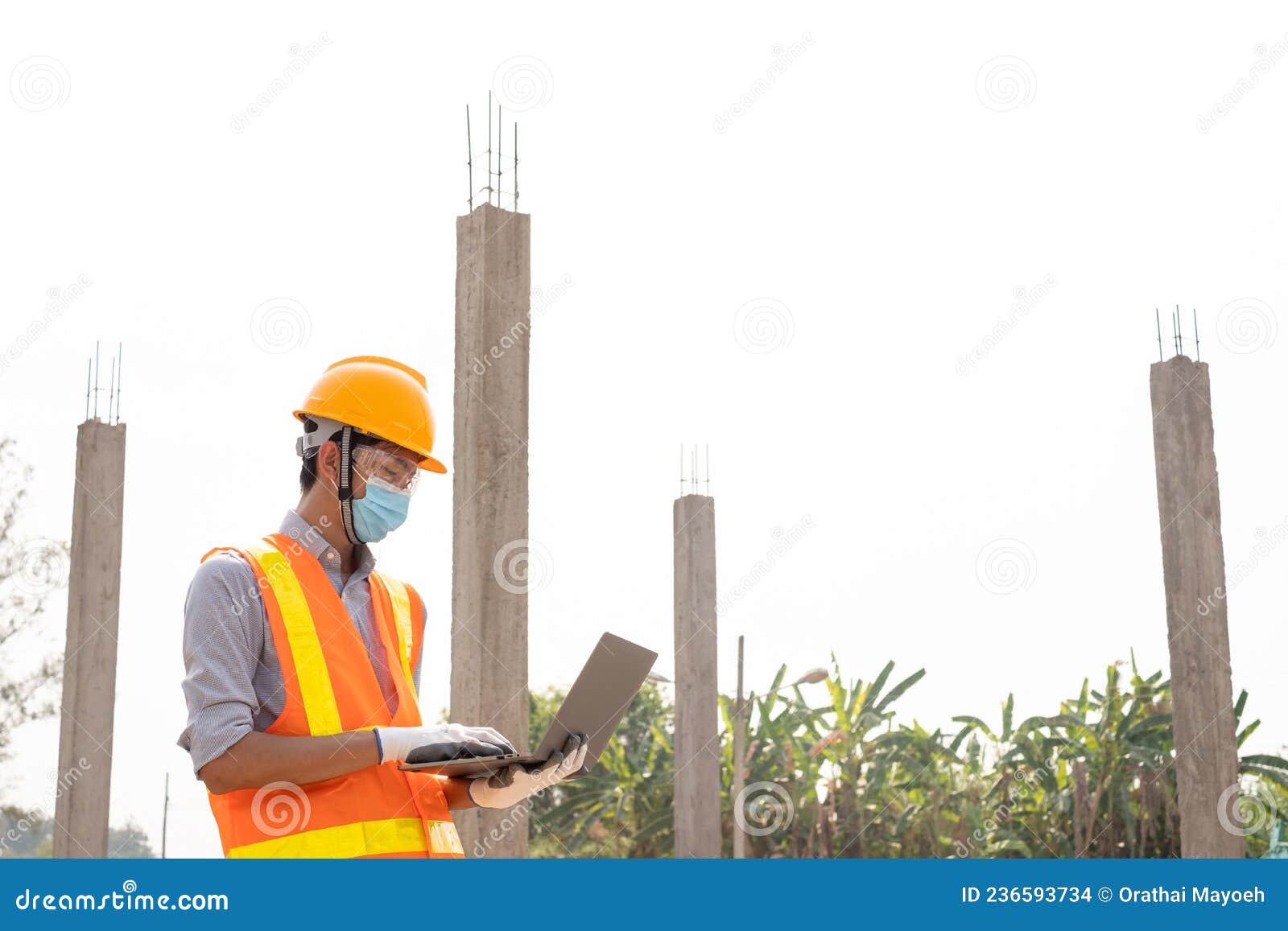 The Construction Site Male Engineer or Architect is Exploring and