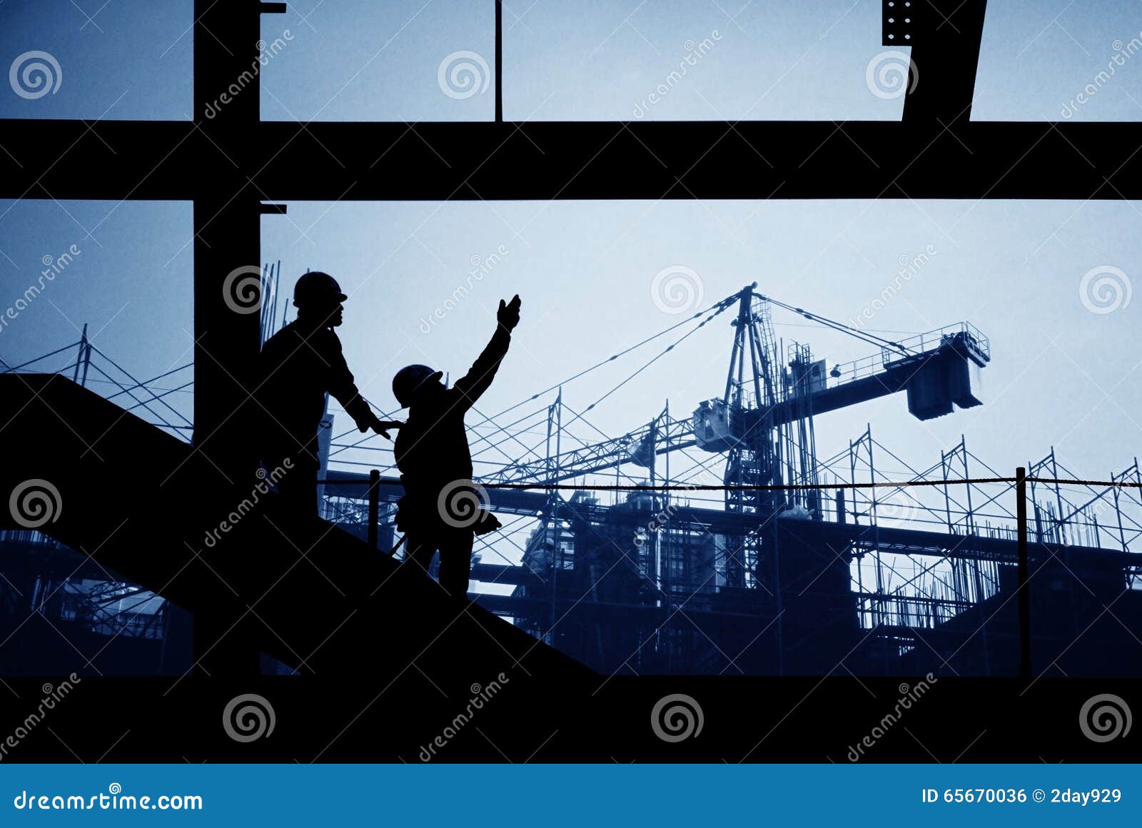 construction site silhouette people, business, crane,  by architecture