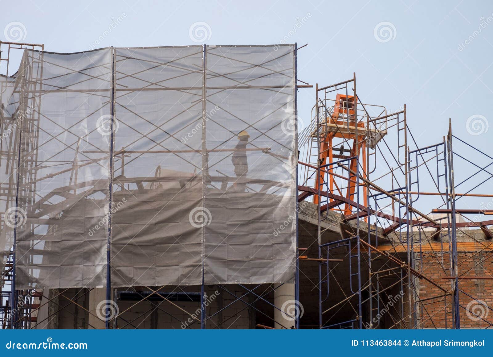 Construction Site with Steel and Concrete Pillars are Molded into the