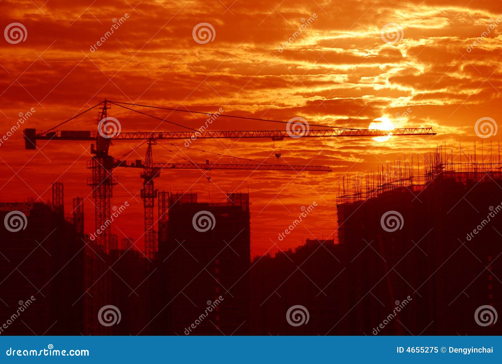 Construction Site in Sunrise Stock Image Image of scaffolding, colors