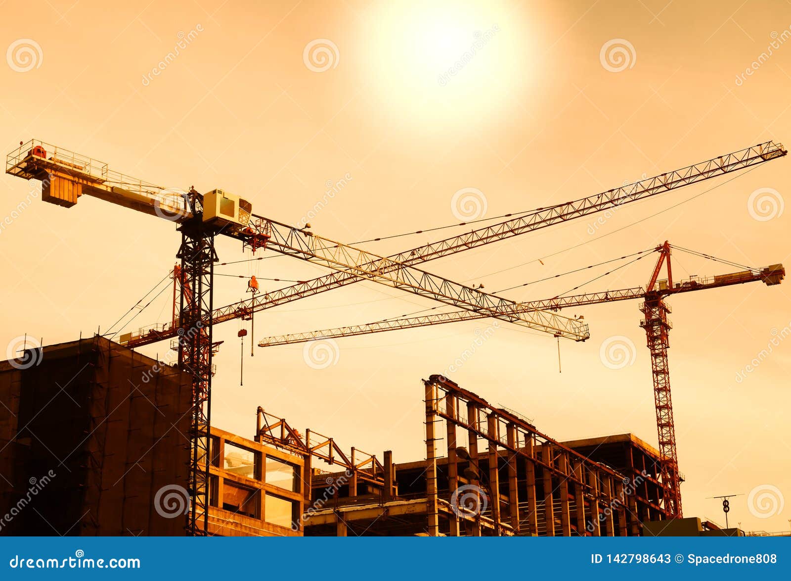  Construction  Site  Two Cranes Background  Stock Image 