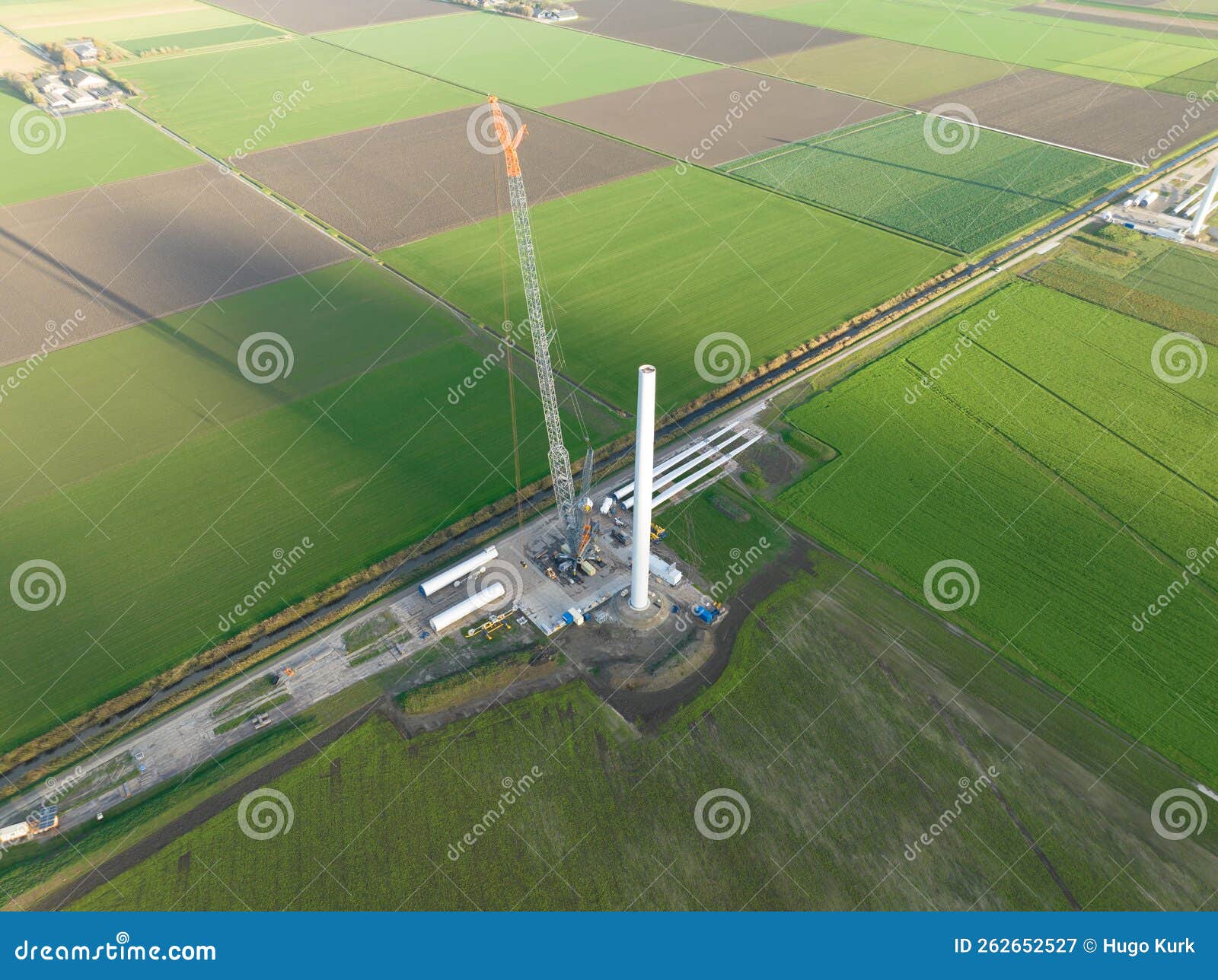 construction site of a wind turbine green energy generation in the netherlands. sustainable energy transistion in the