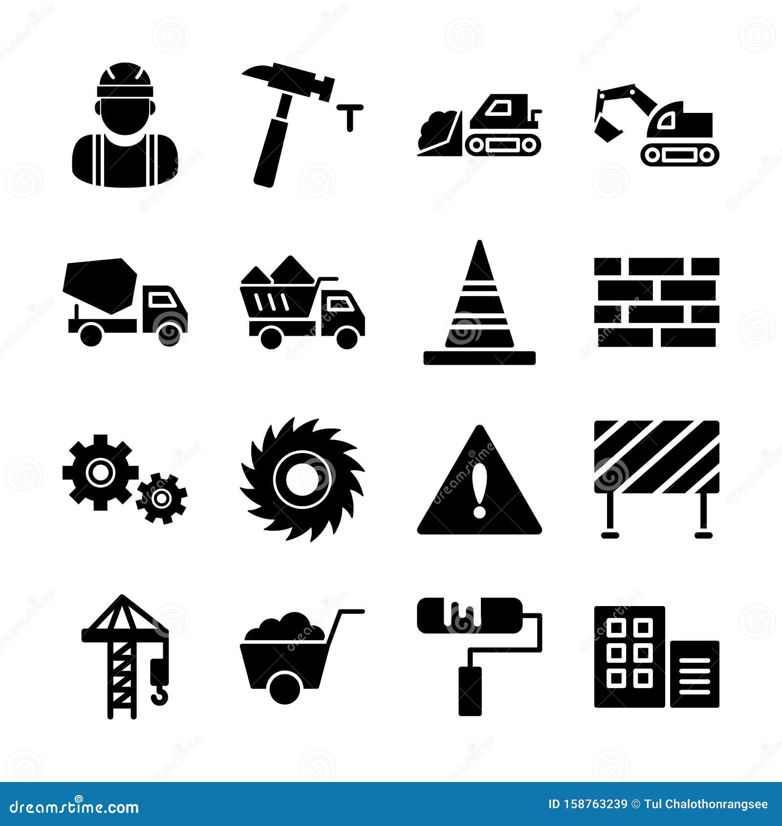 Download Construction solid icons stock vector. Illustration of ...