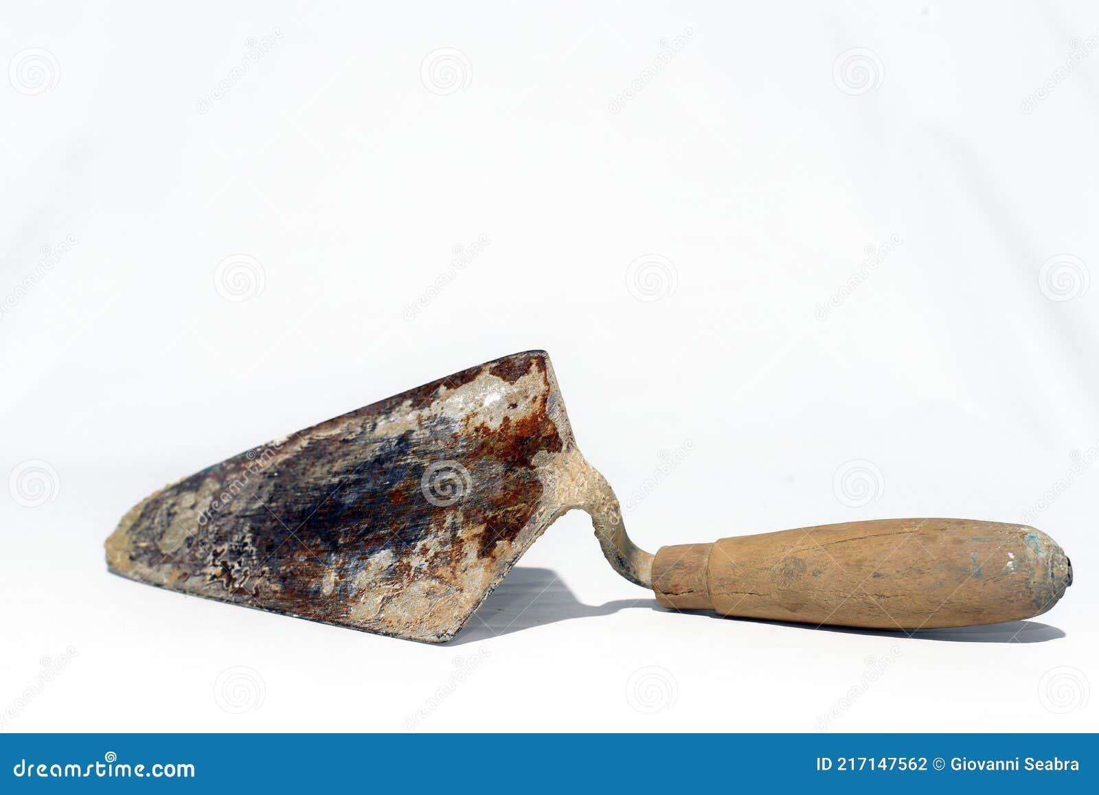 construction spatula used on a white background. looking up