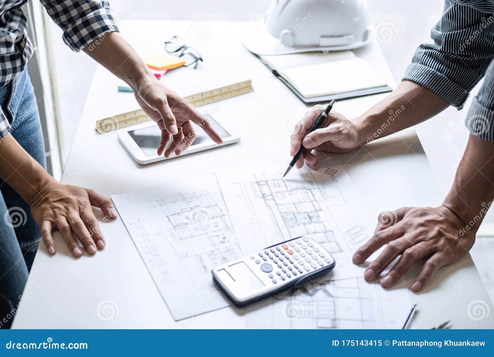 Construction and Structure Concept of Engineer or Architect Meeting for