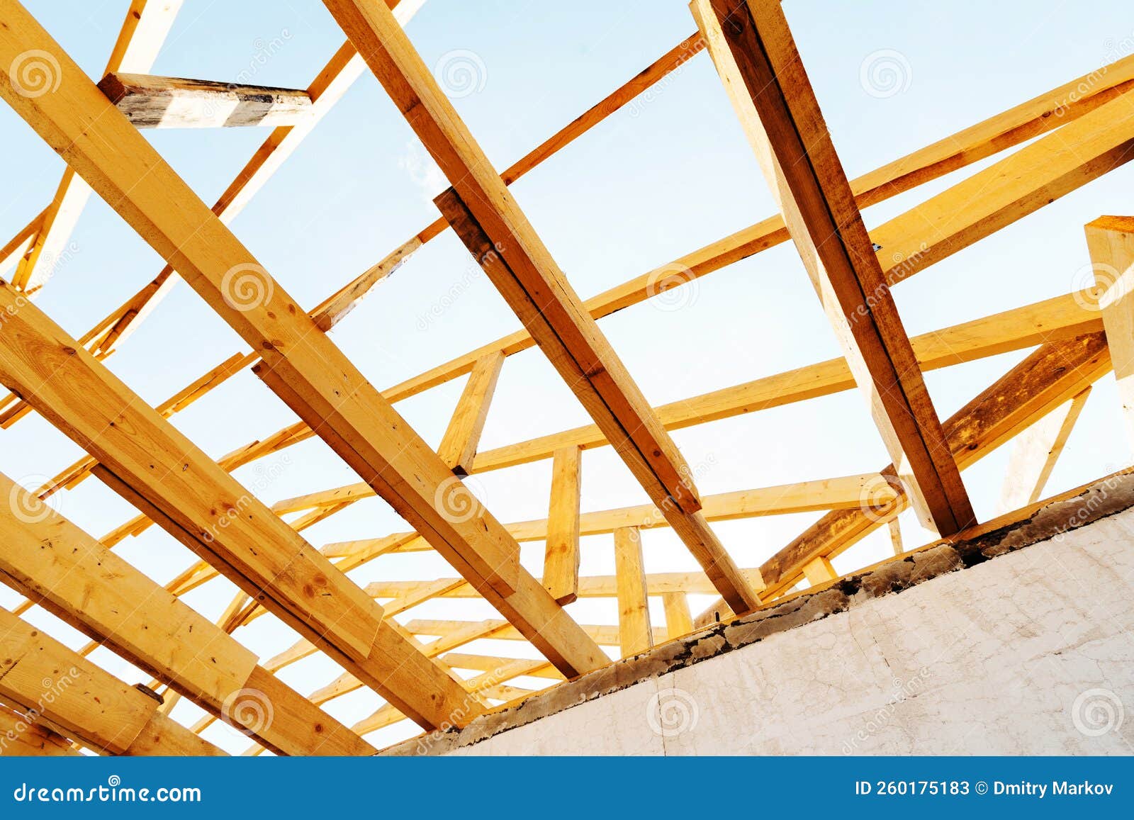 Construction of a Timber Roof Frame. Fragment of a Large Sawn Timber