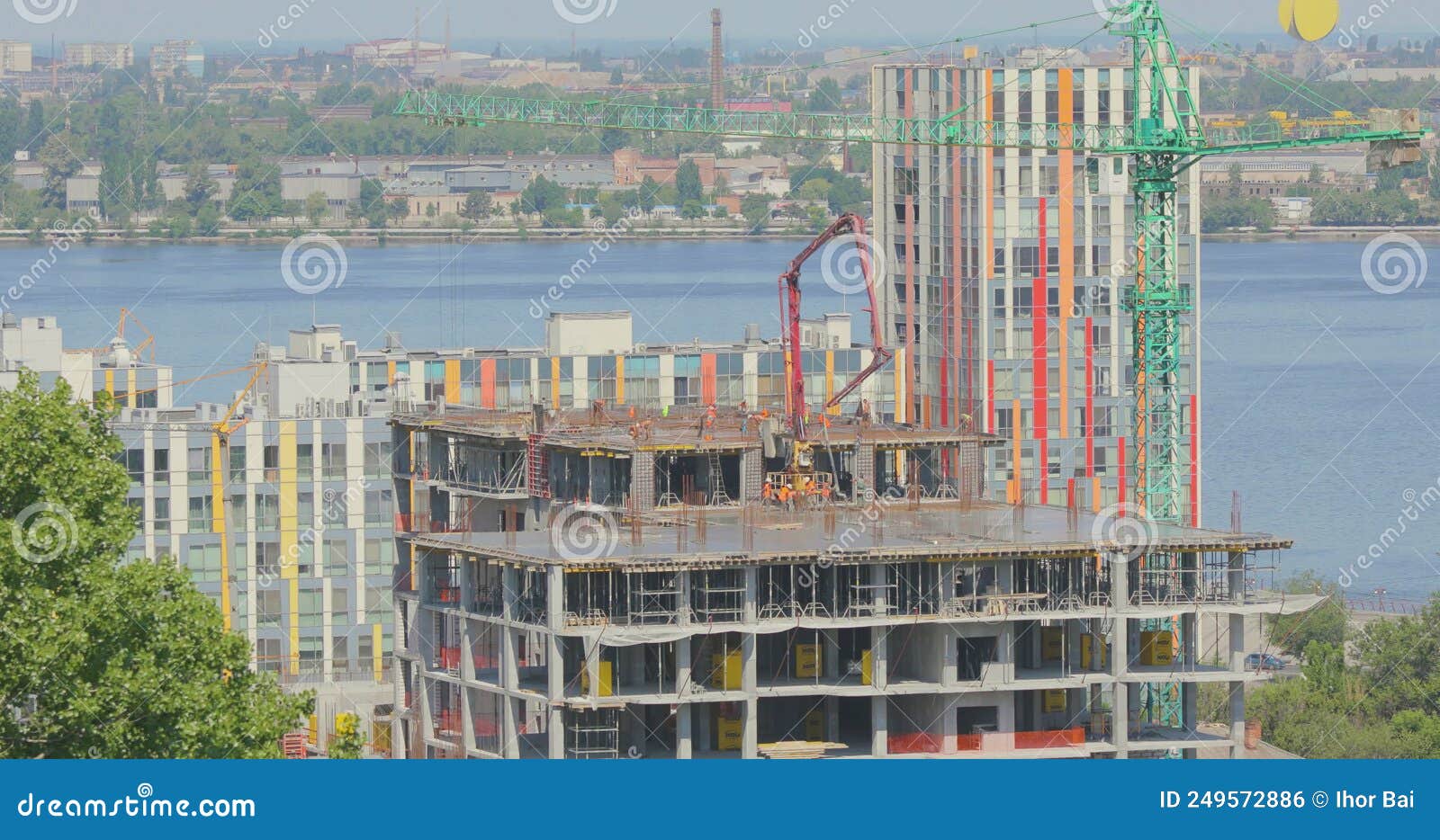 Construction Time Lapse. Tower Crane at a Time Laps Construction Site