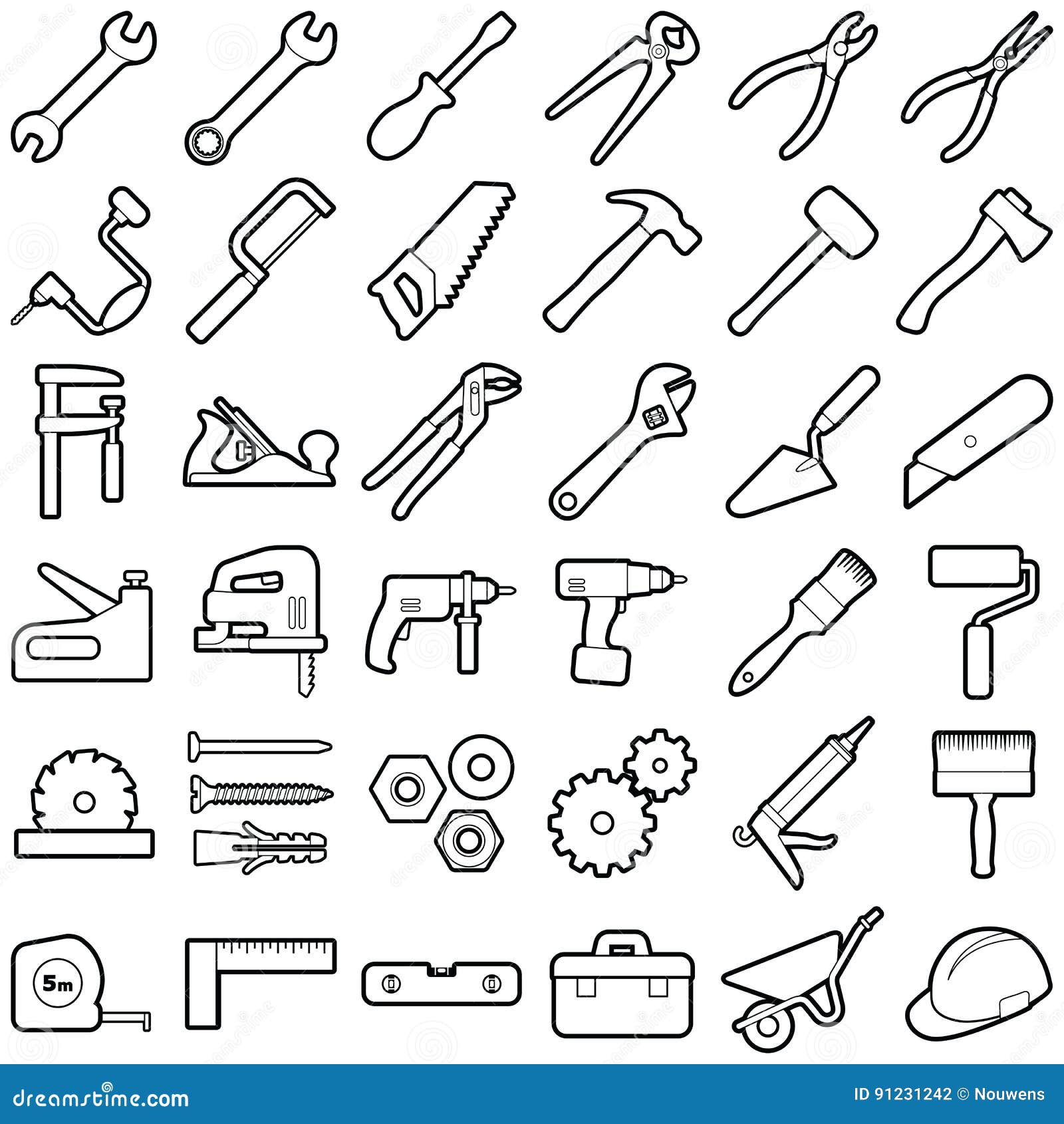 Construction Tool Vector Line Illustration Stock Vector Illustration