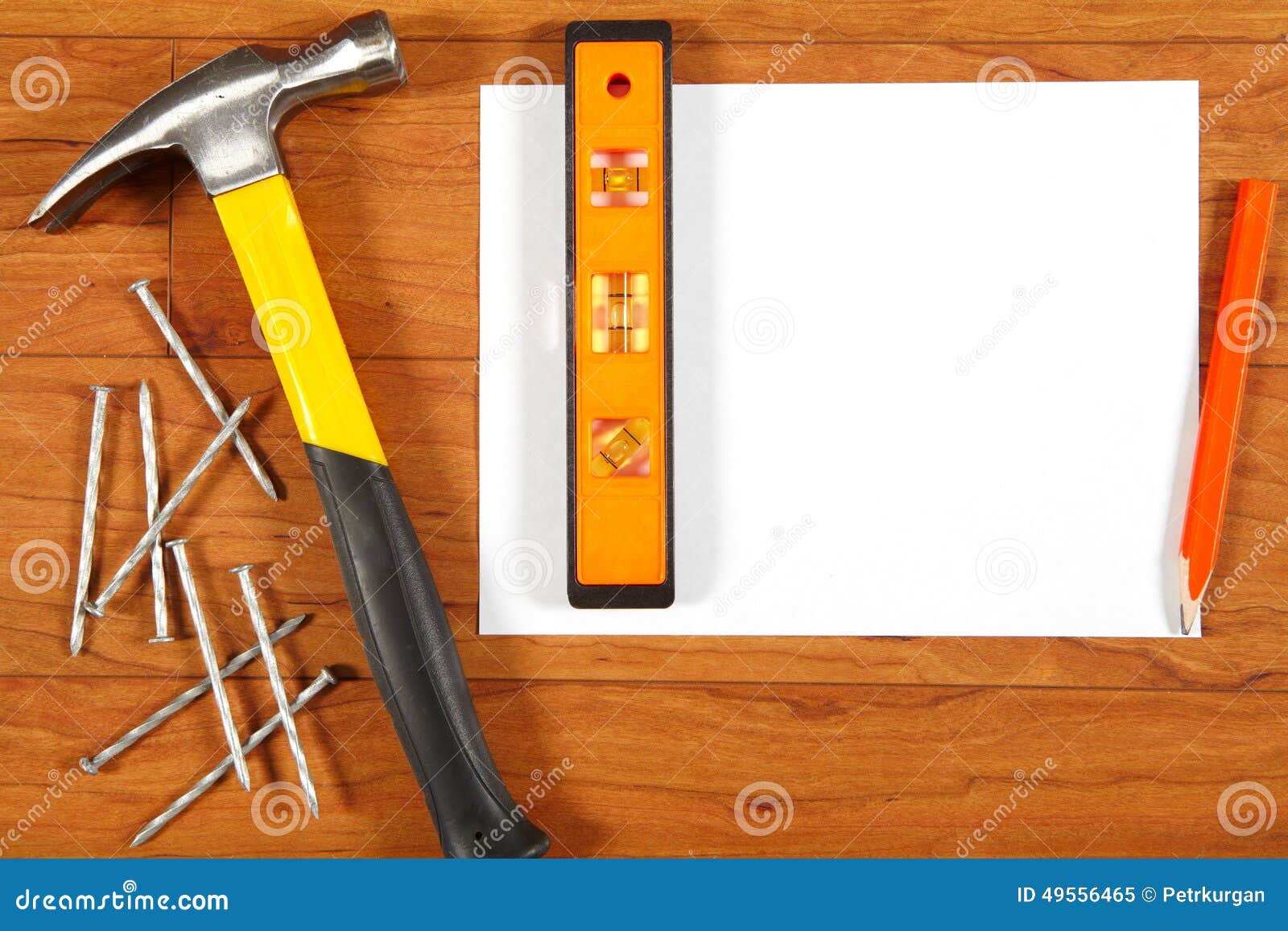 Construction Tools on the Wooden Floor Stock Image Image of clean