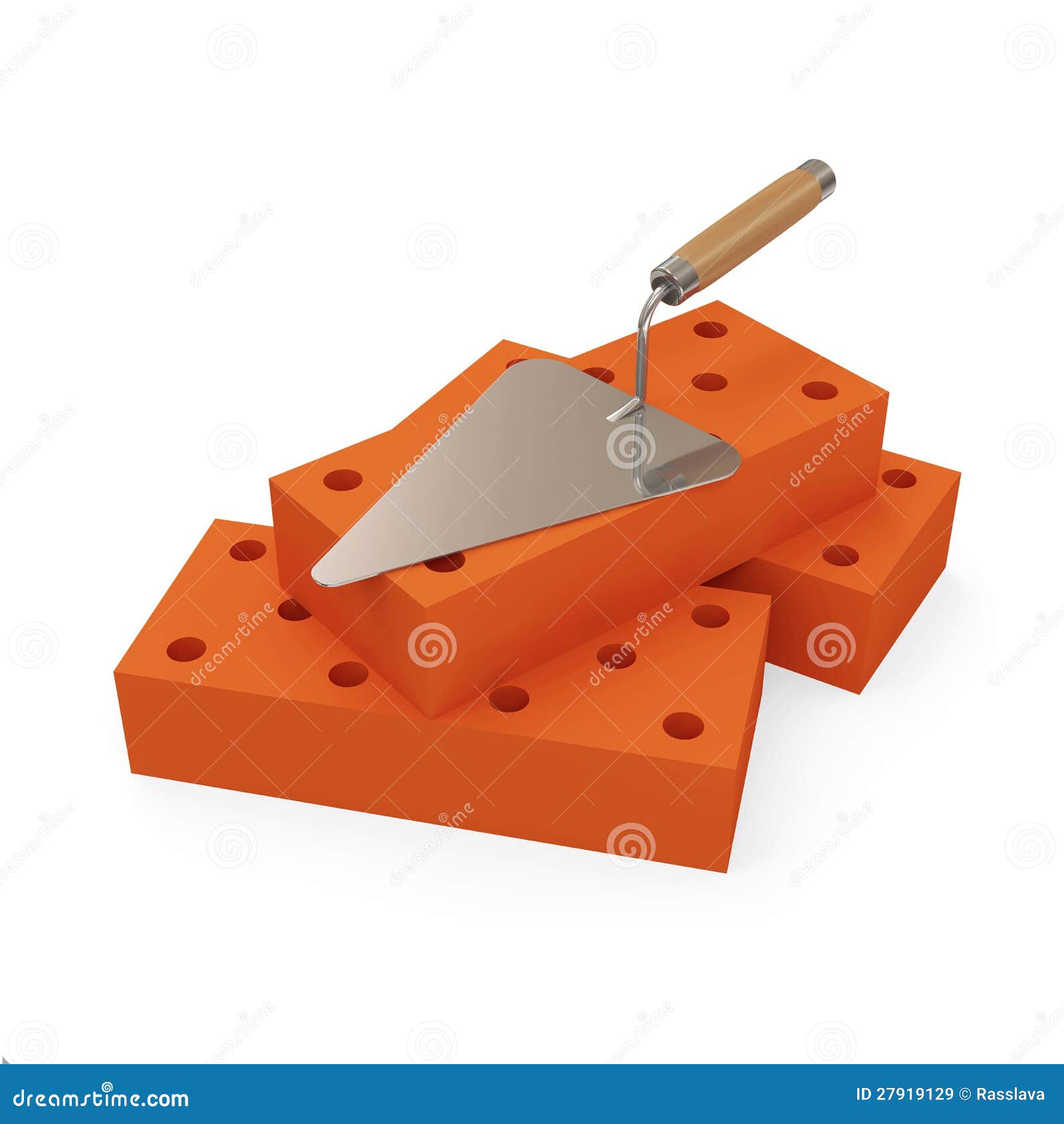 Construction Trowel with Bricks Stock Illustration Illustration of