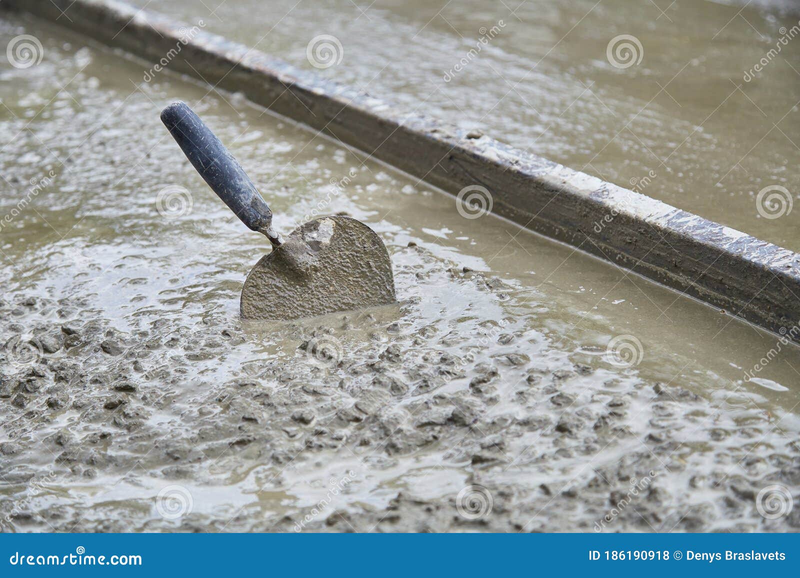 Construction Trowel in Cement Mortar Stock Photo Image of preparing