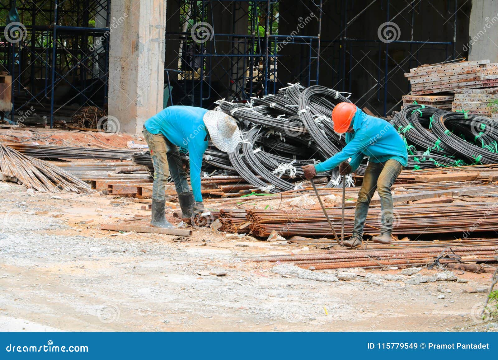 Construction Two Workers Wrought Iron Stock Image Image of copy, basis 115779549