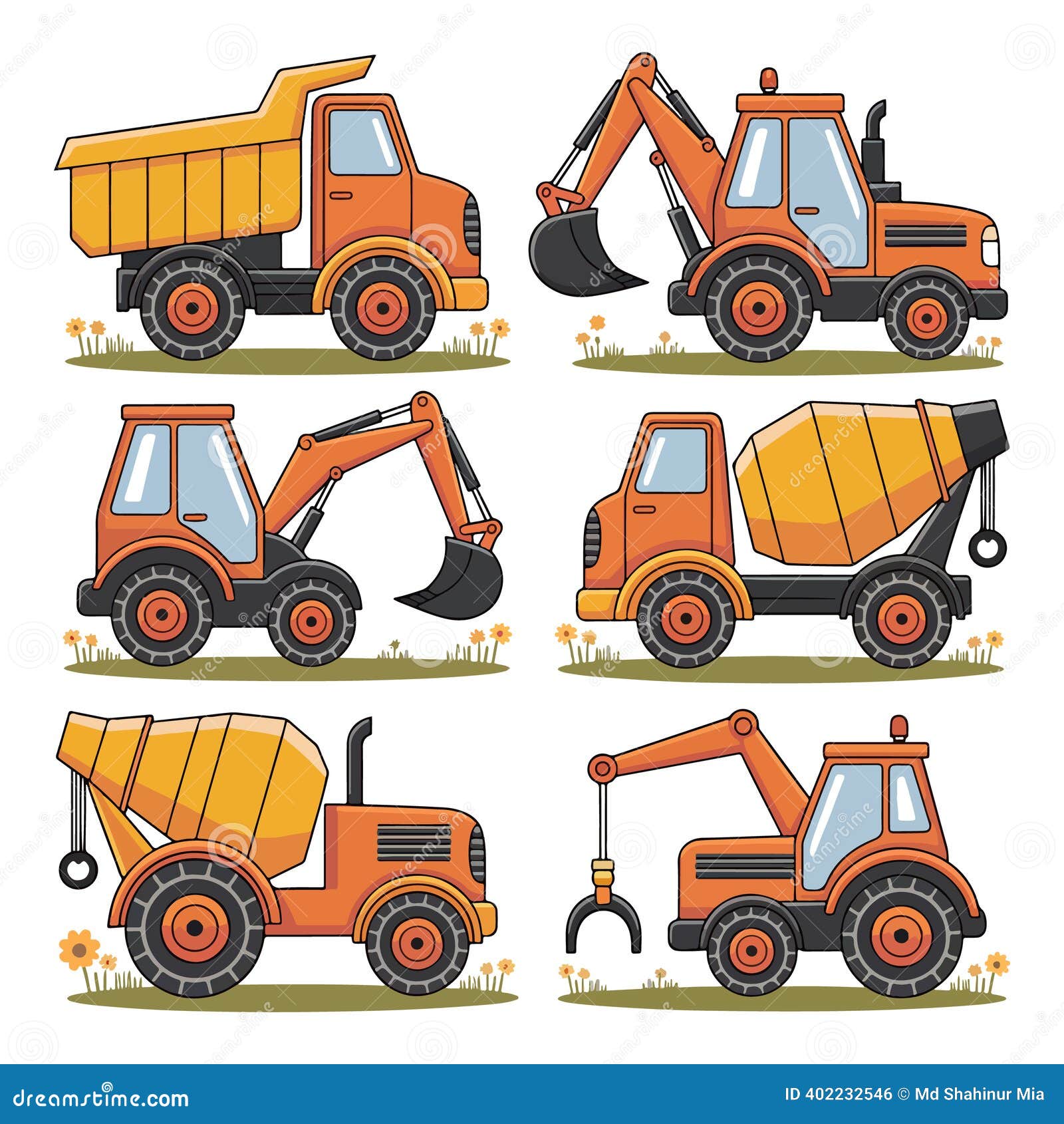 Construction Vehicles Vector Set Cartoon Style Trucks, Diggers, Cranes  Stock Vector - Illustration of site, truck: 402232546, image size:1600x1690