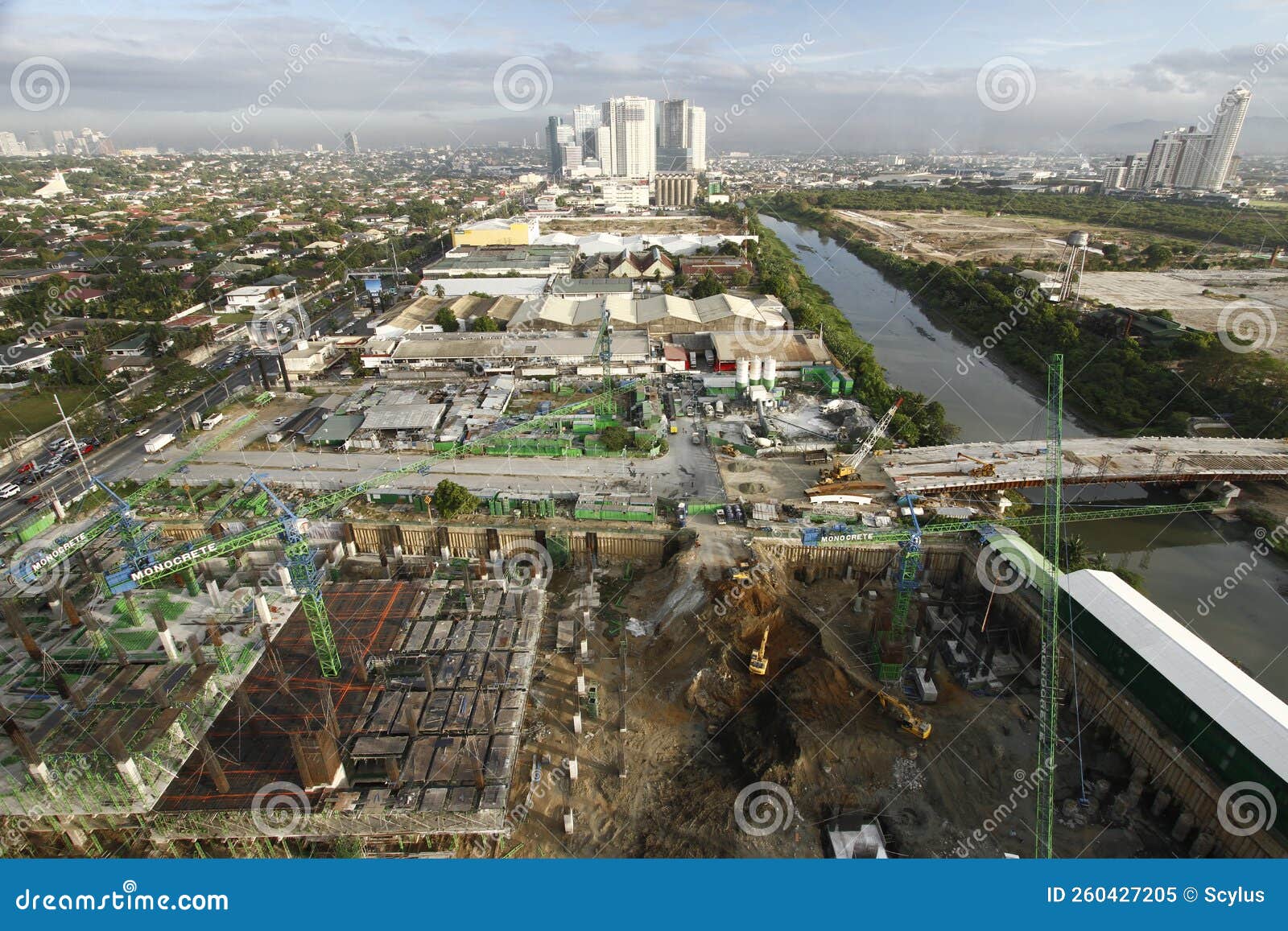 construction and view of surrounding cities at eastwood city, pasig, philippines