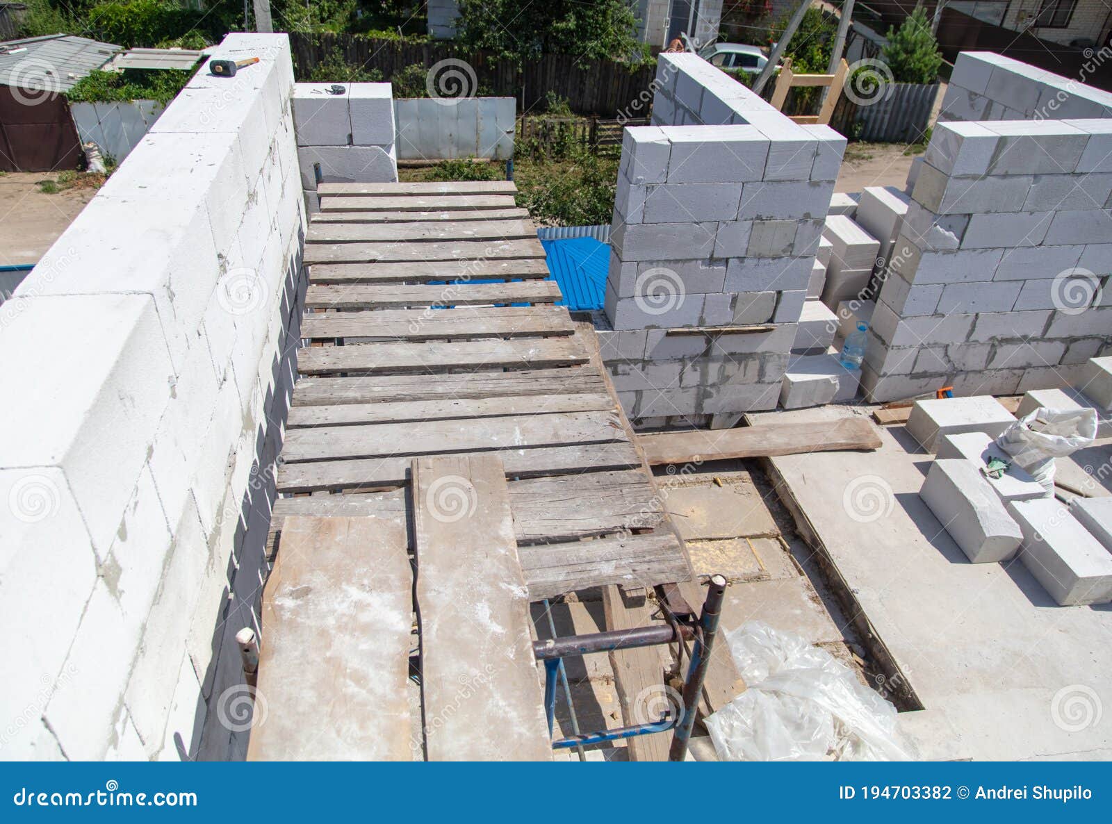 Construction of the Walls of the House from Foam Concrete Bricks Stock Photo Image of foam