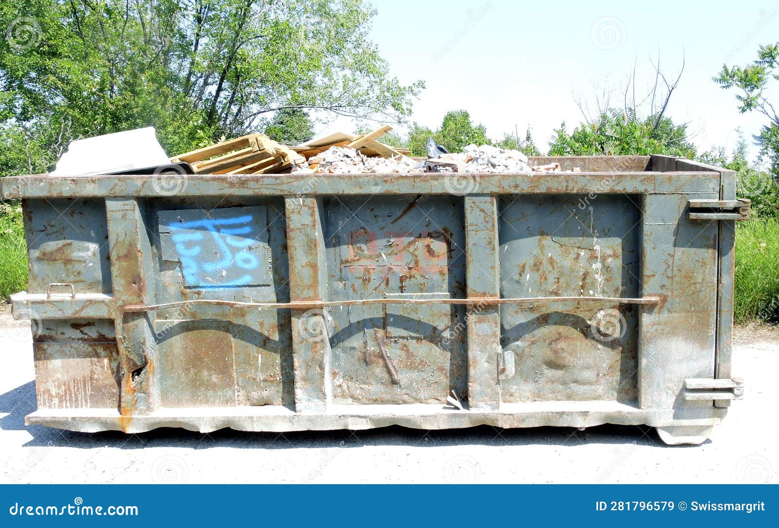 Construction Waste Bin on Building Site Stock Image Image of