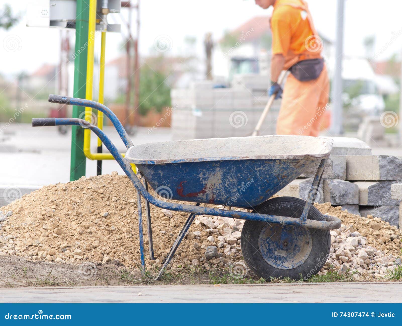 Construction Wheelbarrow Construction Works Transportation Of Soil On