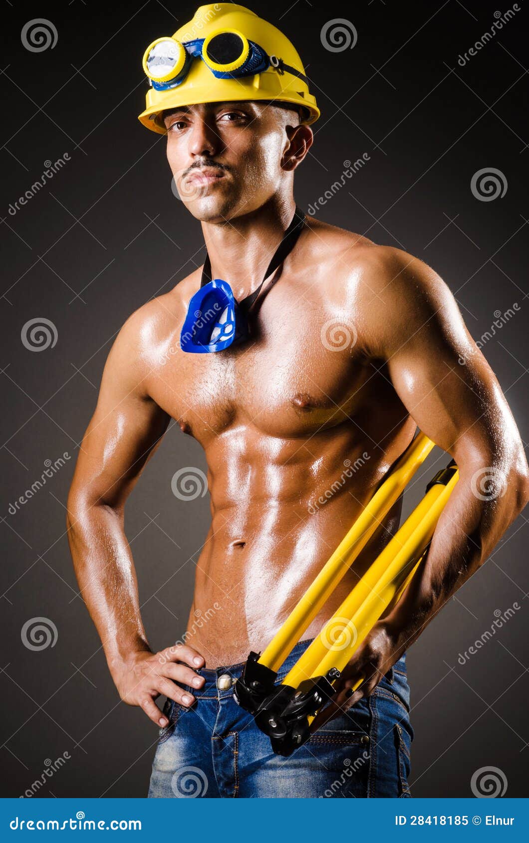 Construction Works Back Man Builder Builder Foto stock 2219154725